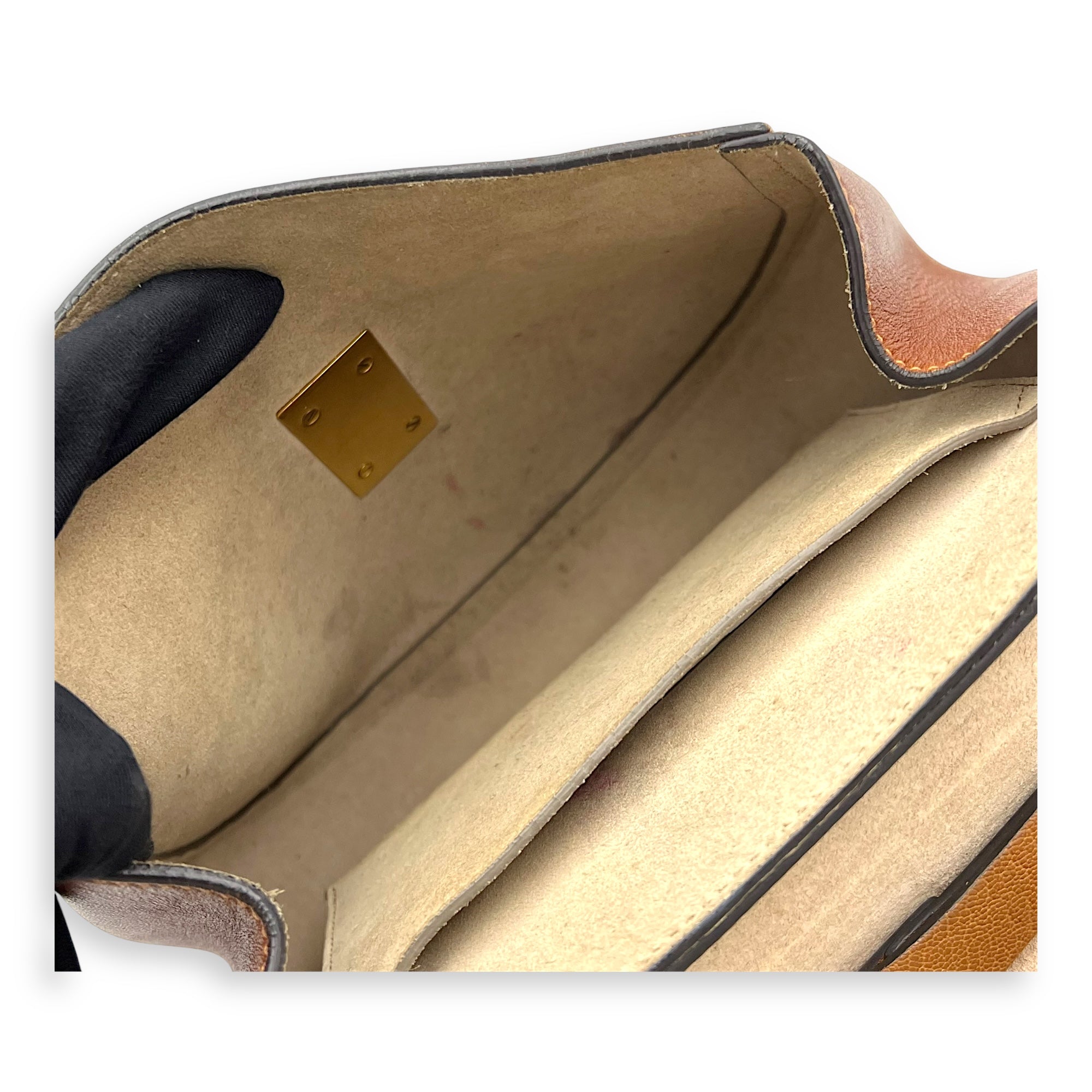 Drew Shoulder Bag Brown in Calfskin, Gold hardware - Image 8