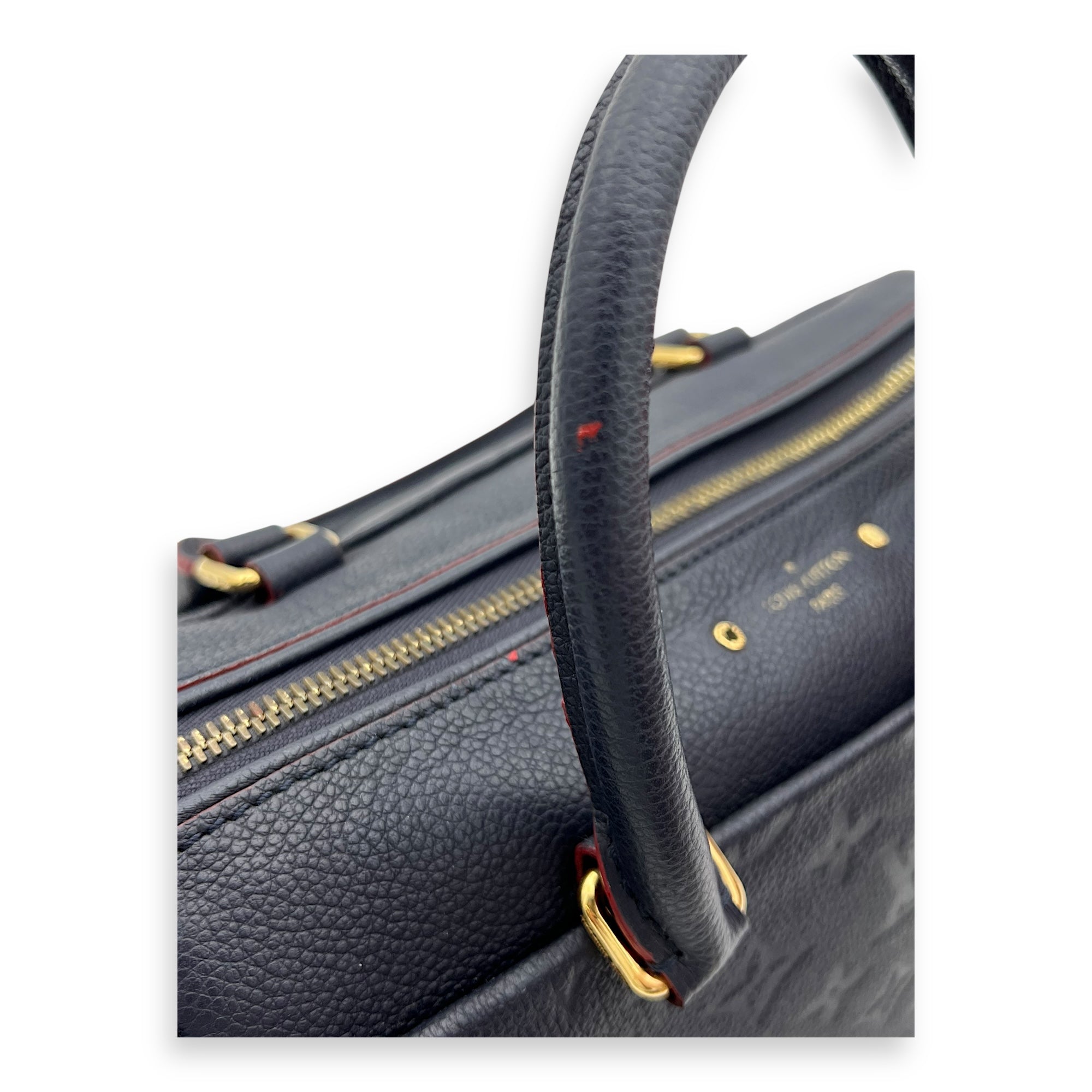 Speedy Bandouliere Top Handle Bag 25 Blue in Empreinte Leather, Gold hardware - Image 10