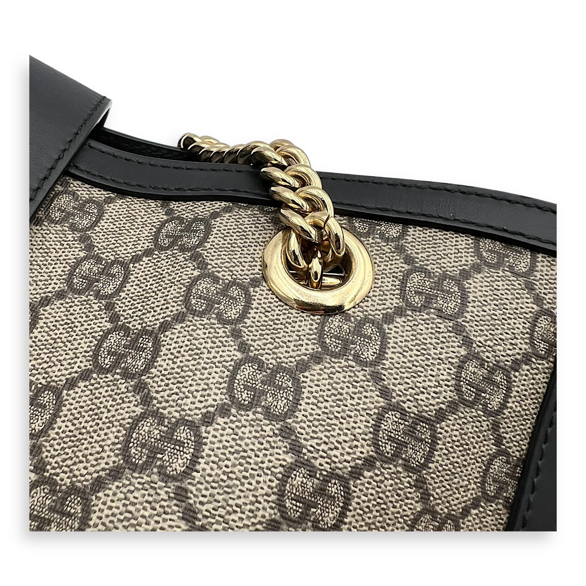 Padlock Tote Bag Beige in Coated Canvas, Gold hardware - Image 8