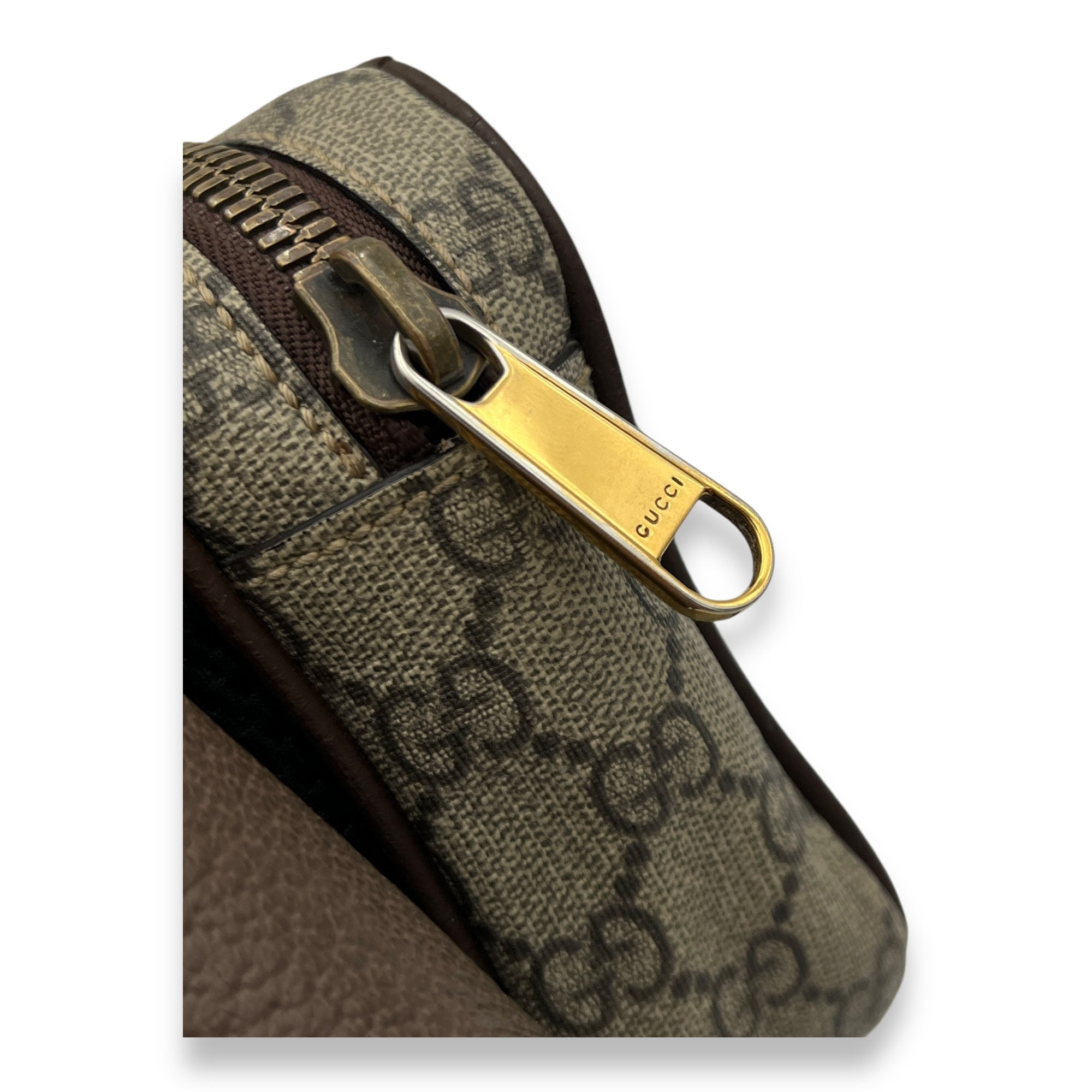 Ophidia Crossbody Bag Brown in Coated Canvas, Gold hardware - Image 16