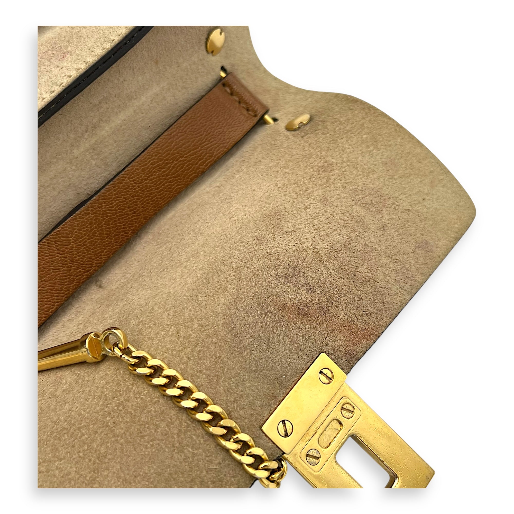 Drew Shoulder Bag Brown in Calfskin, Gold hardware - Image 9