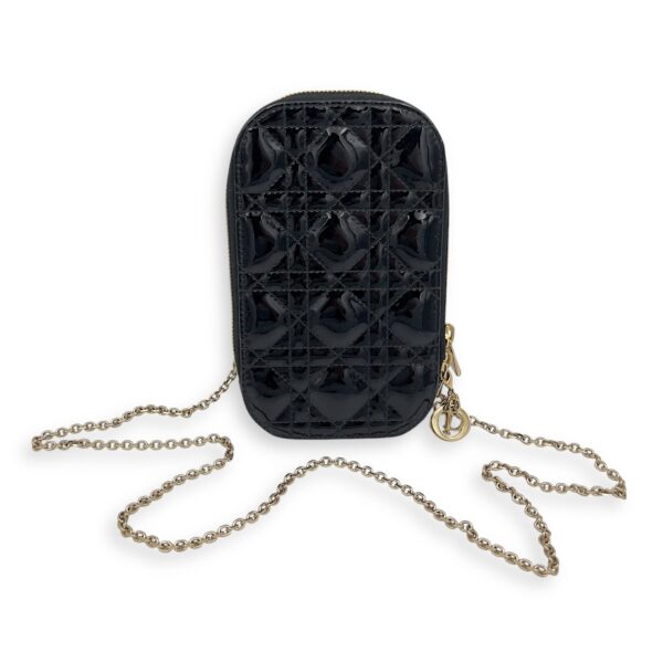 Cannage Top Handle Bag Black in Patent Leather, Gold hardware - Image 7
