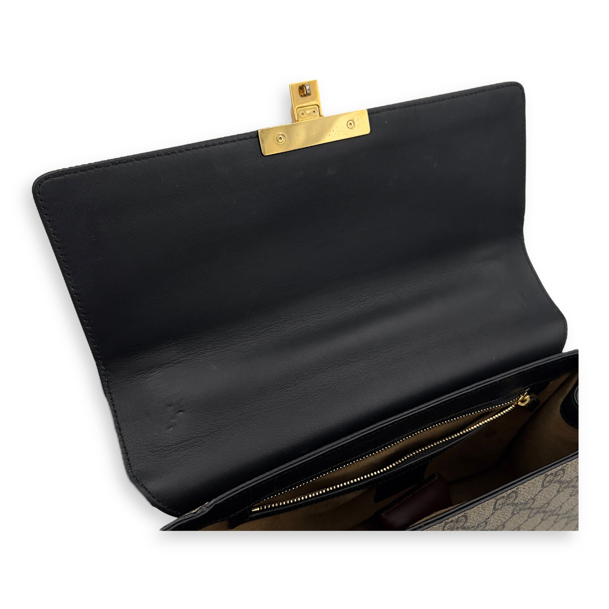 Padlock Shoulder Bag Brown in Coated Canvas, Gold hardware - Image 9