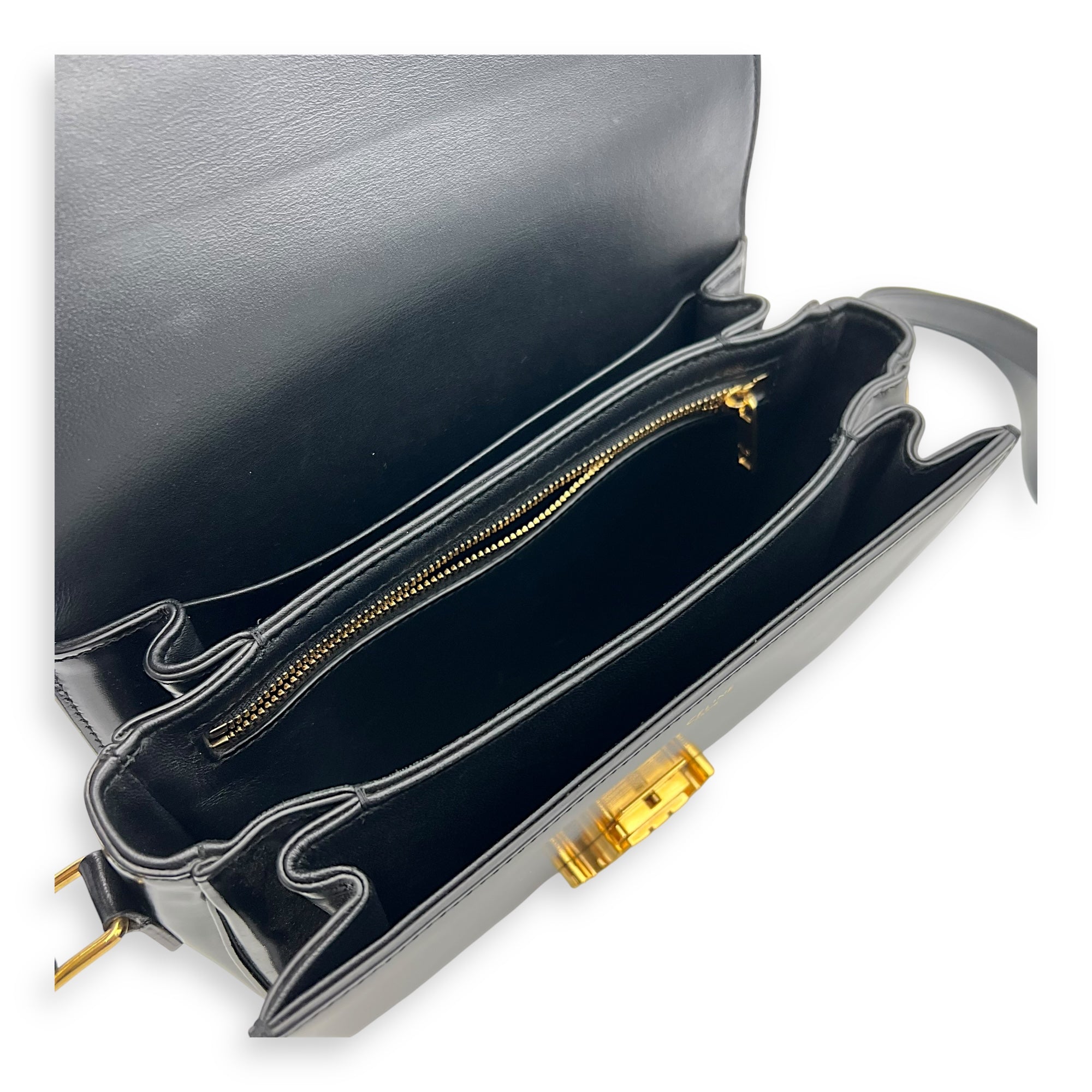 Triomphe Classique Black Shoulder Bag in Calfskin, Gold hardware - Image 9