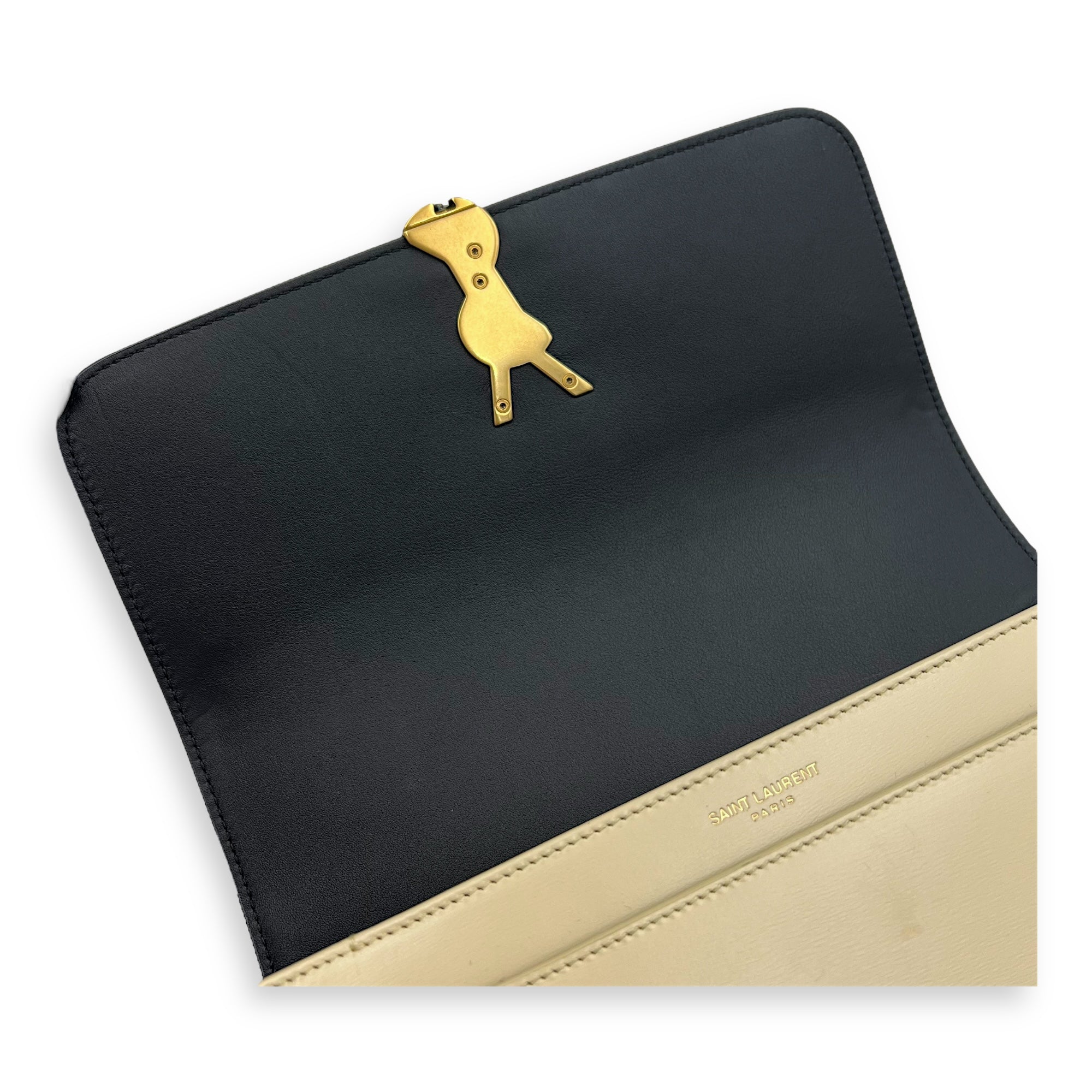 Solferino Shoulder Bag Black & White in Calfskin, Gold hardware - Image 9