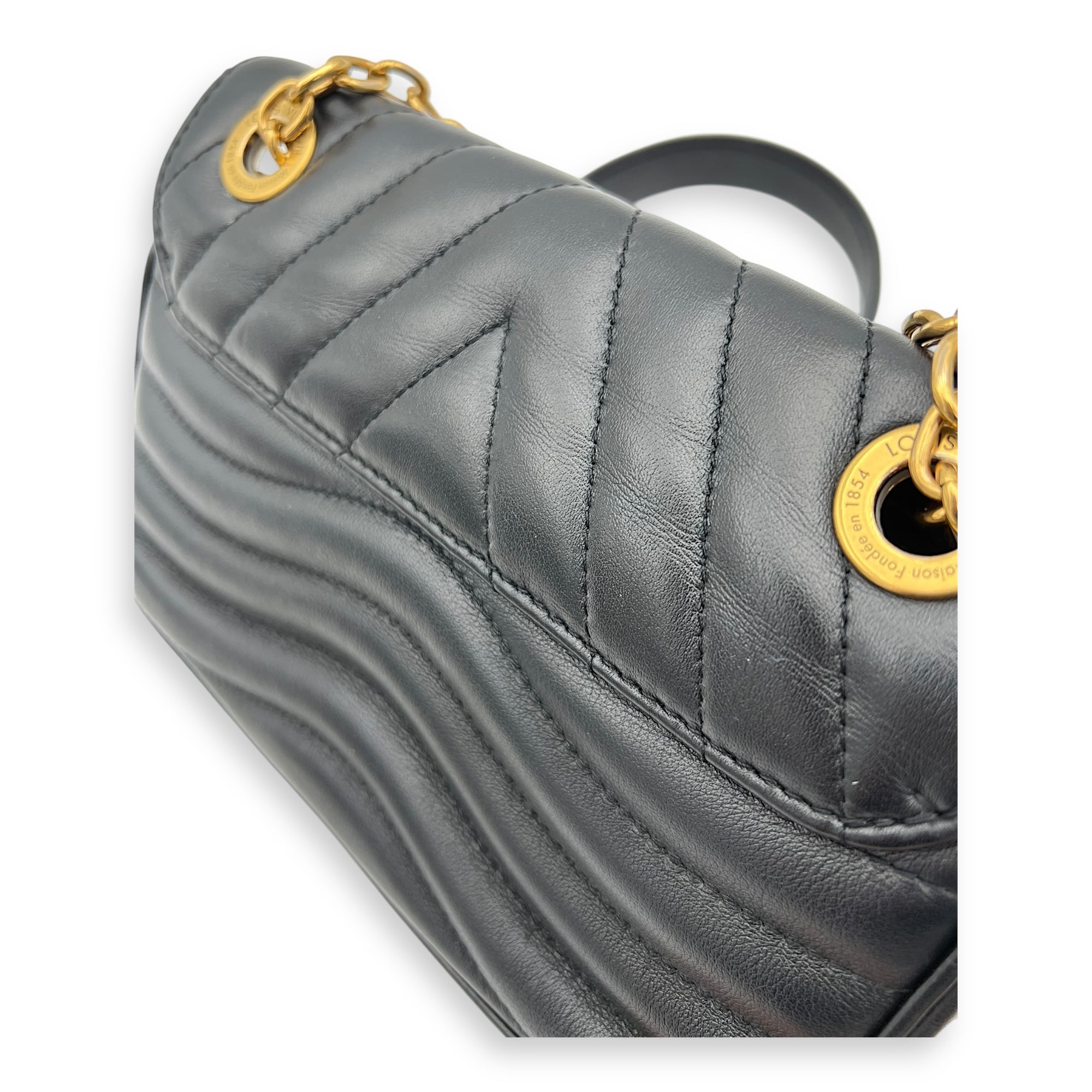 New Wave Crossbody Bag PM Black in Calfskin, Gold hardware - Image 7