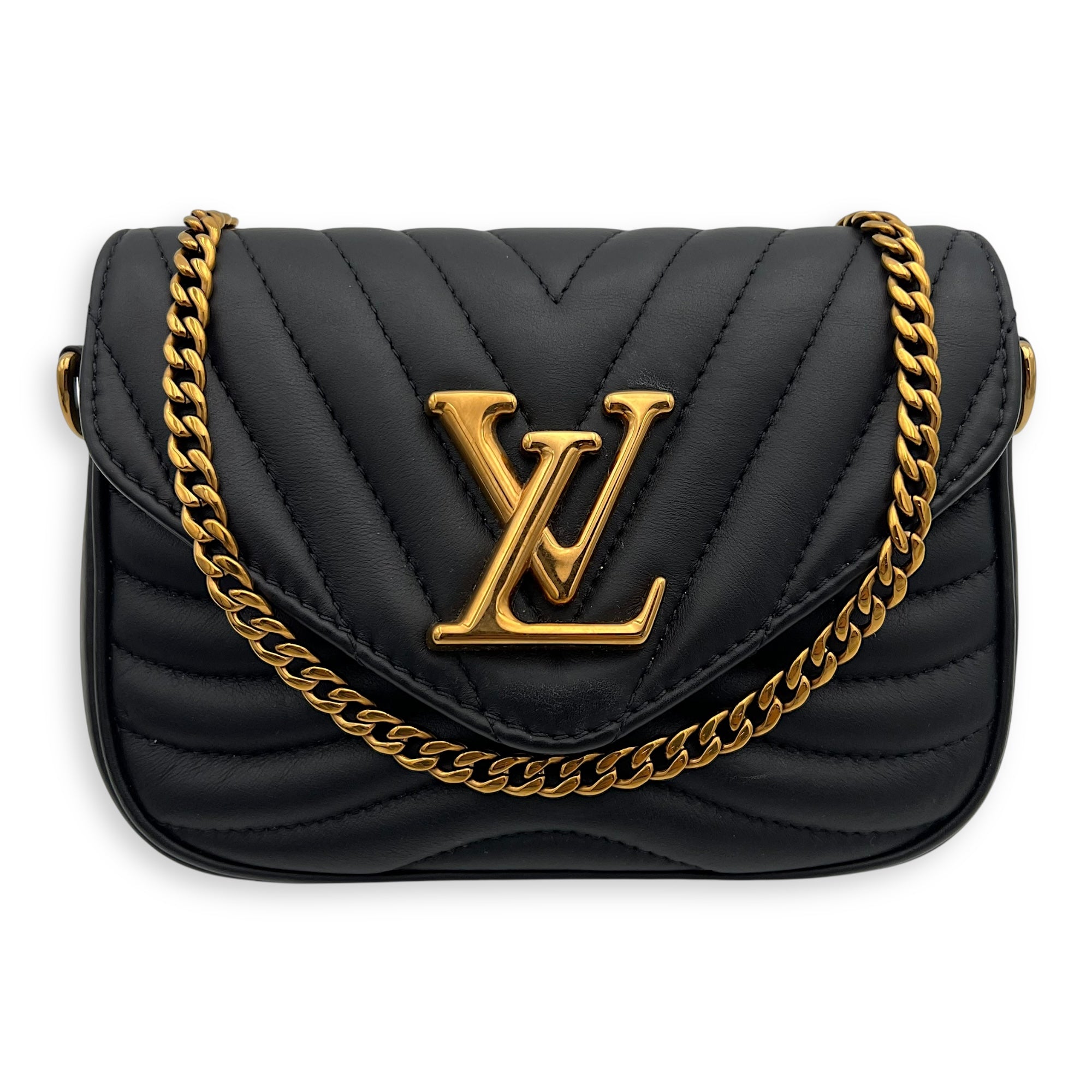 New Wave Crossbody Bag Black in Calfskin, Gold hardware - Image 11
