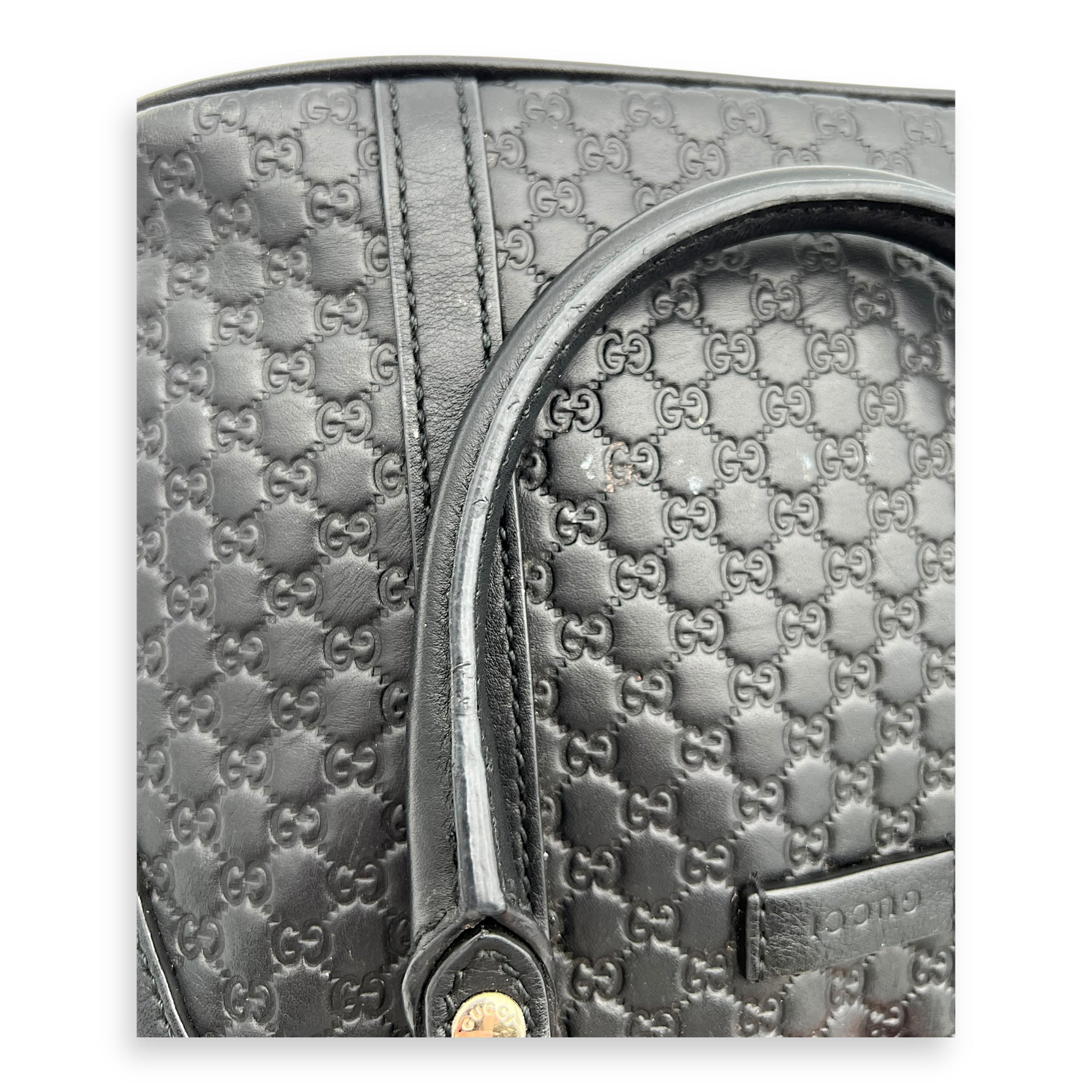 Micro gg Top Handle Bag Small Black in Calfskin, Gold hardware - Image 11
