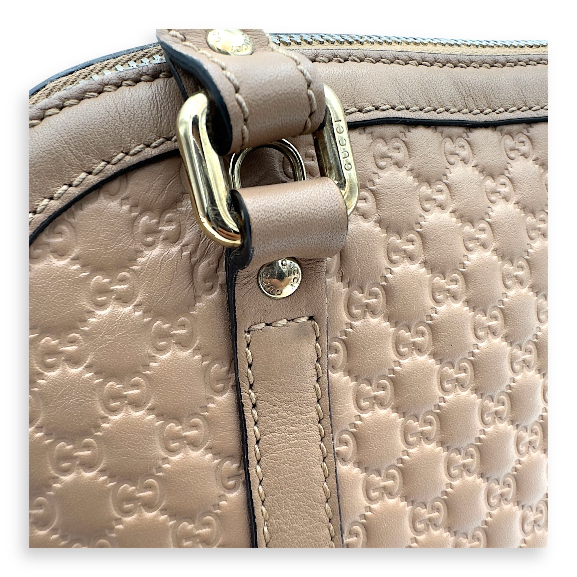 Dome Top Handle Bag Beige in Calfskin, Gold hardware - Image 16
