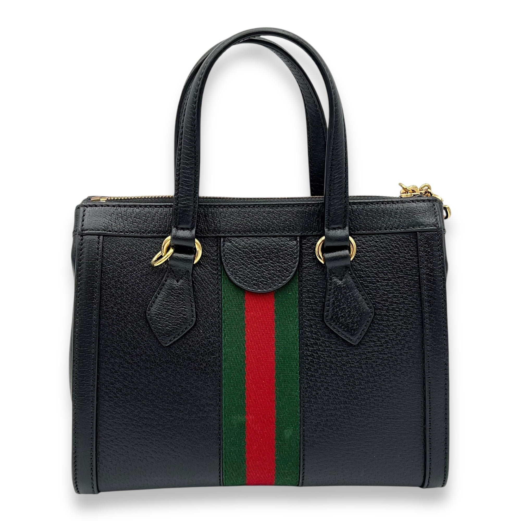 Ophidia Top Handle Bag Black in Calfskin, Gold hardware - Image 3