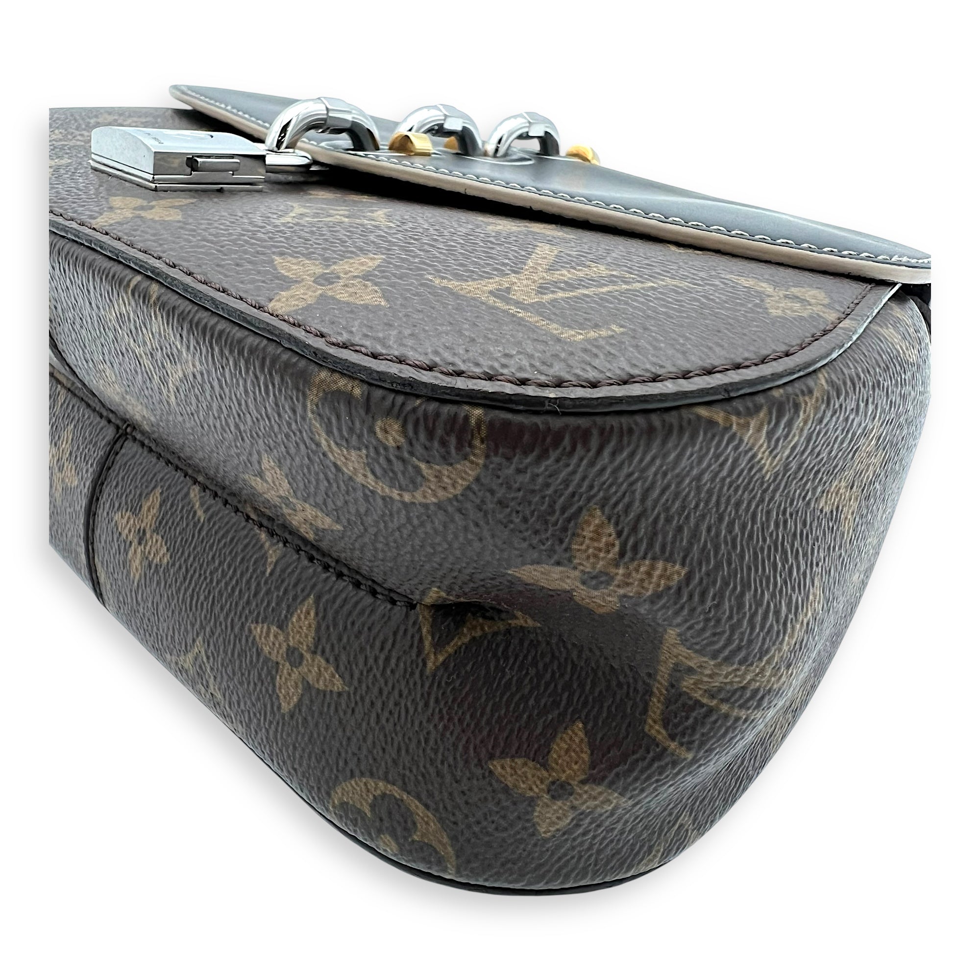 Chain It Top Handle Bag Brown in Monogram Coated Canvas, Silver hardware - Image 14