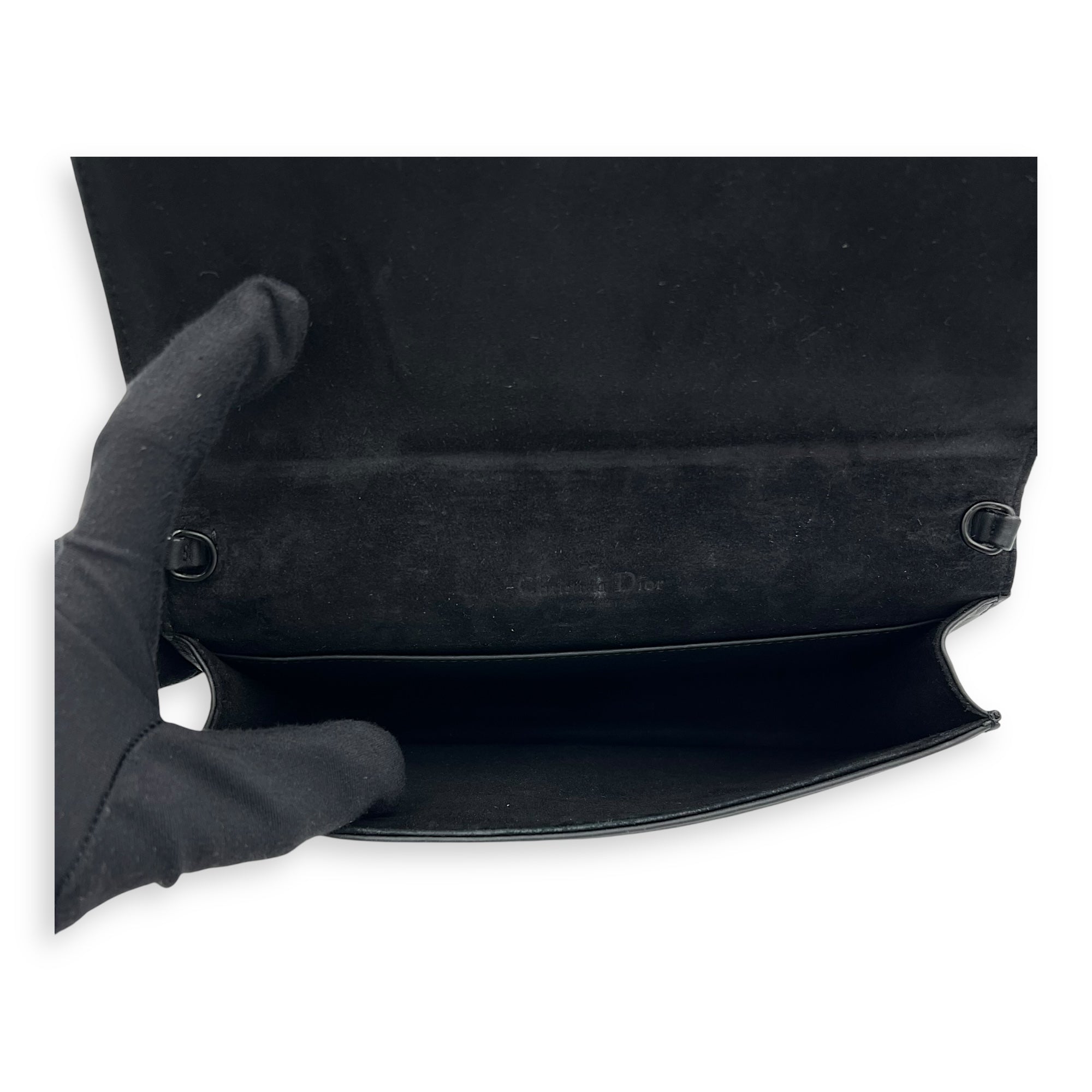 Lady Dior Pouch With Strap Black Wallet On Chain in Calfskin, Silver hardware - Image 7