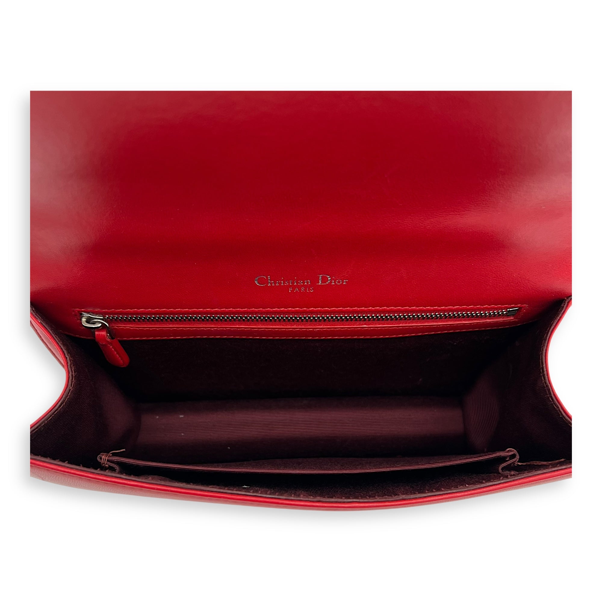 Diorama Red Crossbody Bag in Lambskin, Silver hardware - Image 7