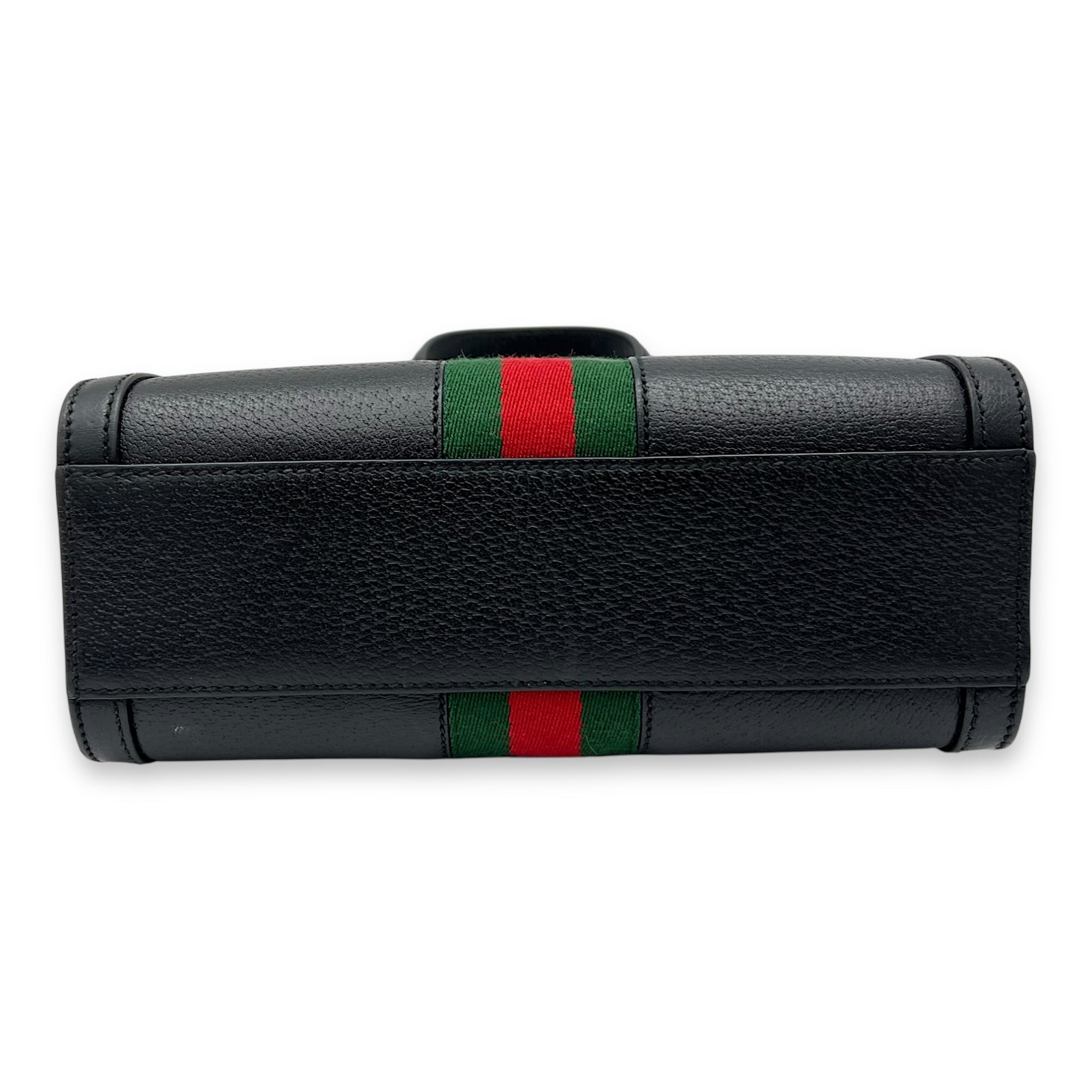 Ophidia Top Handle Bag Black in Calfskin, Gold hardware - Image 6