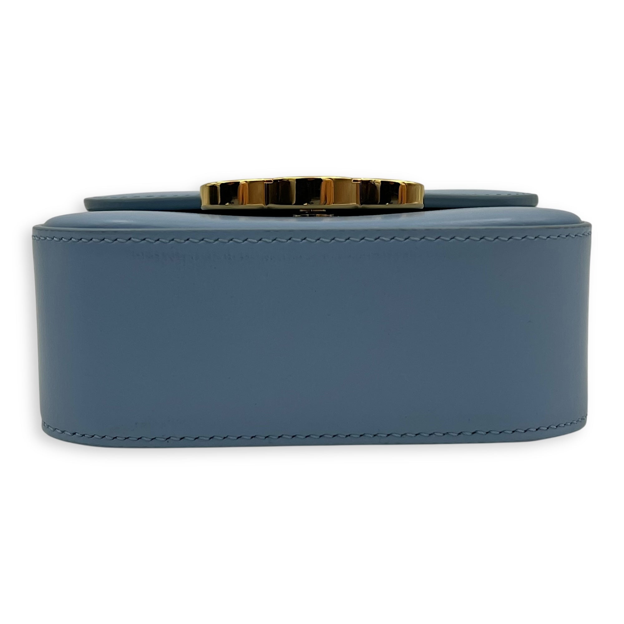 Claude Crossbody Bag Blue in Calfskin, Gold hardware - Image 6