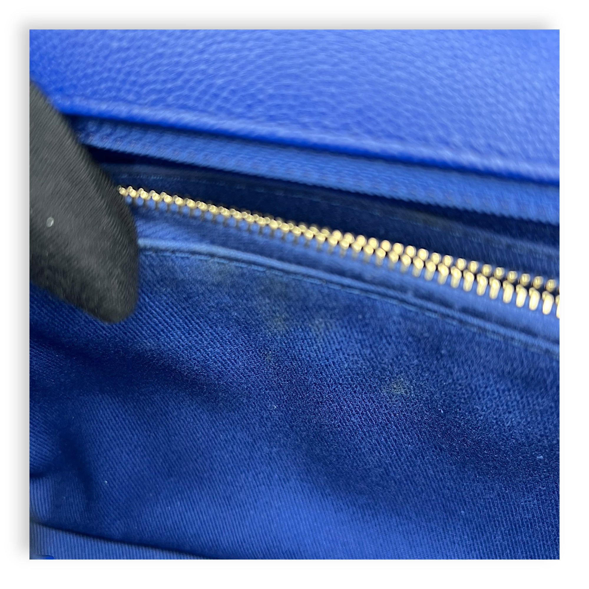 Coco Medium Blue Top Handle Bag in Caviar Leather, Gold hardware - Image 8