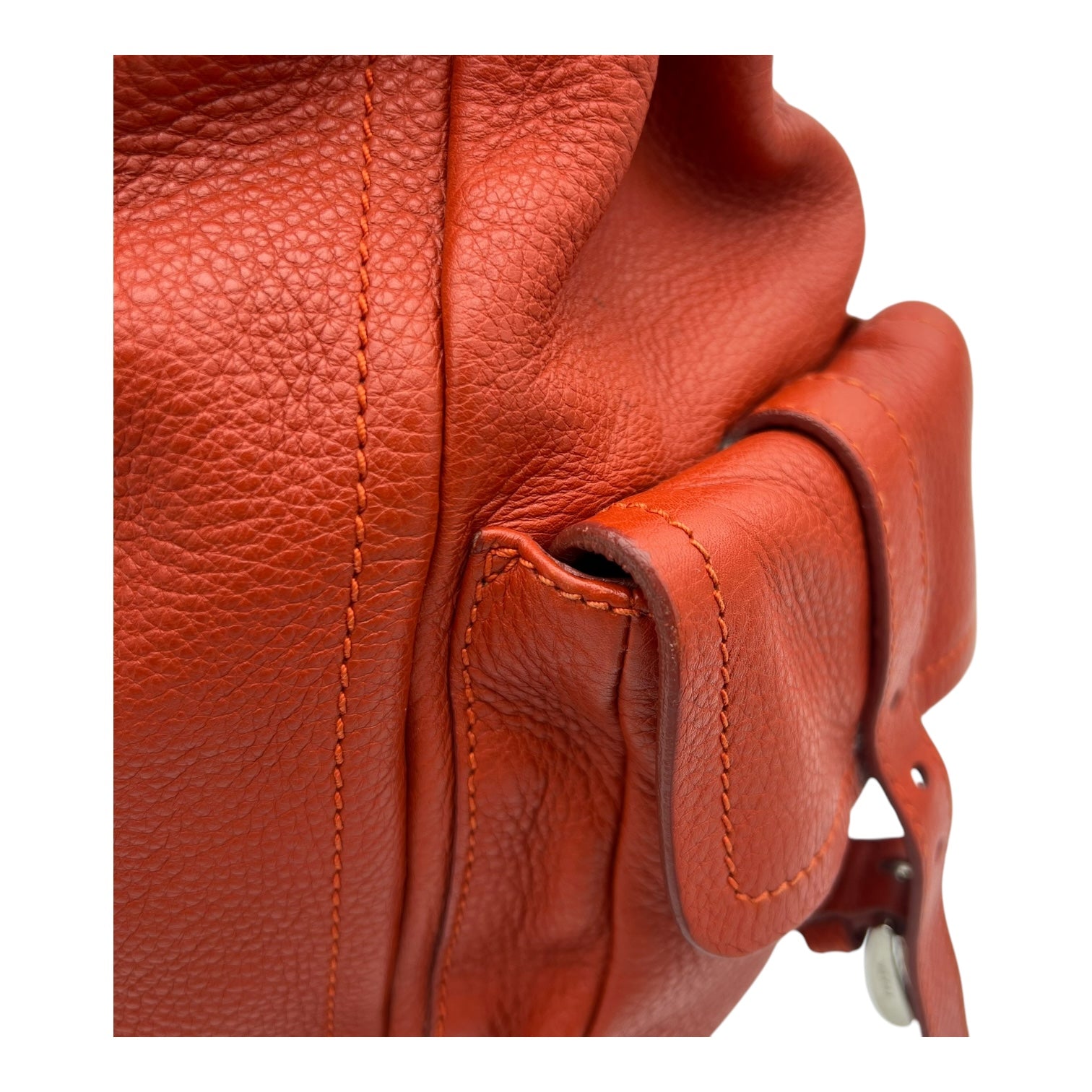 Vitello Daino Red Shoulder Bag in Calfskin, Silver hardware - Image 12