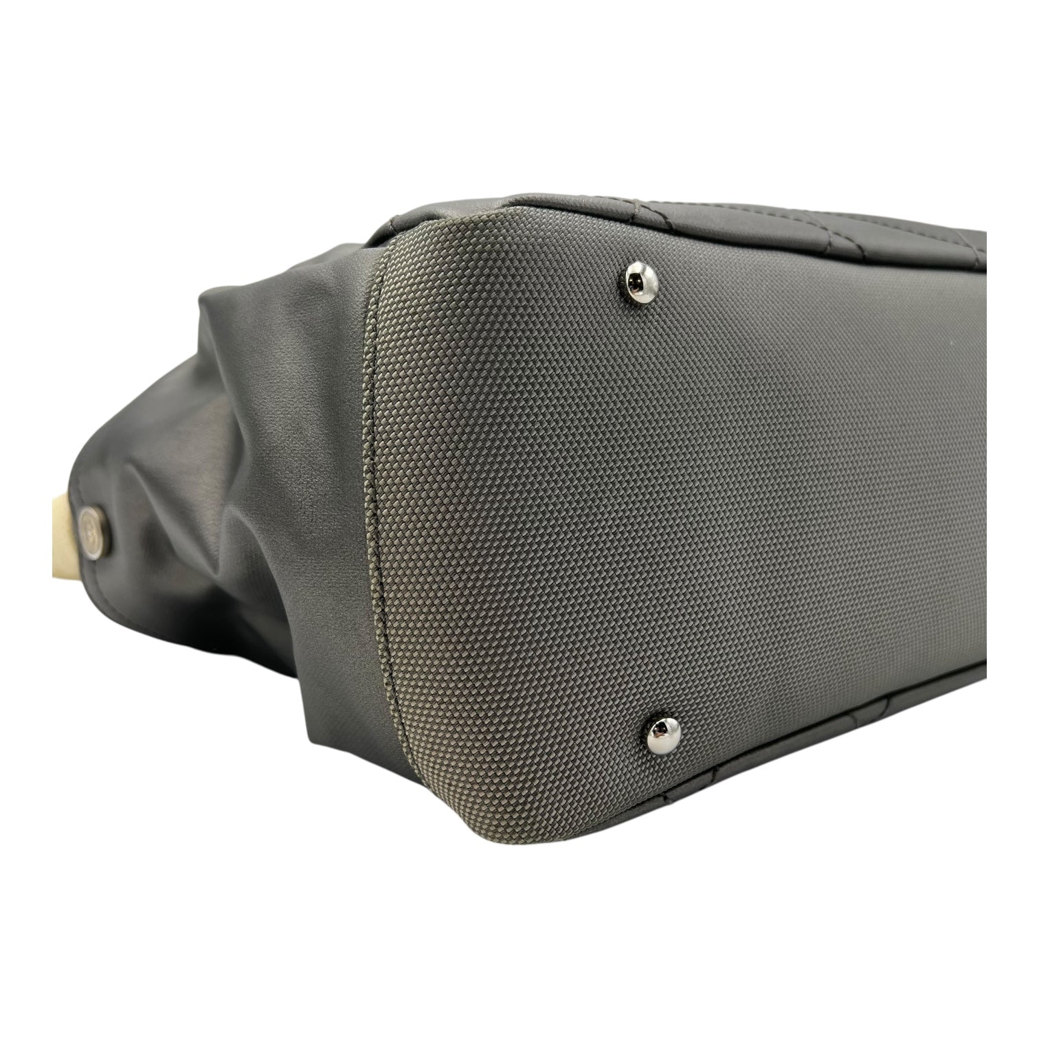 Paris Biarritz Large Grey Tote Bag in Coated Canvas, Silver hardware - Image 13