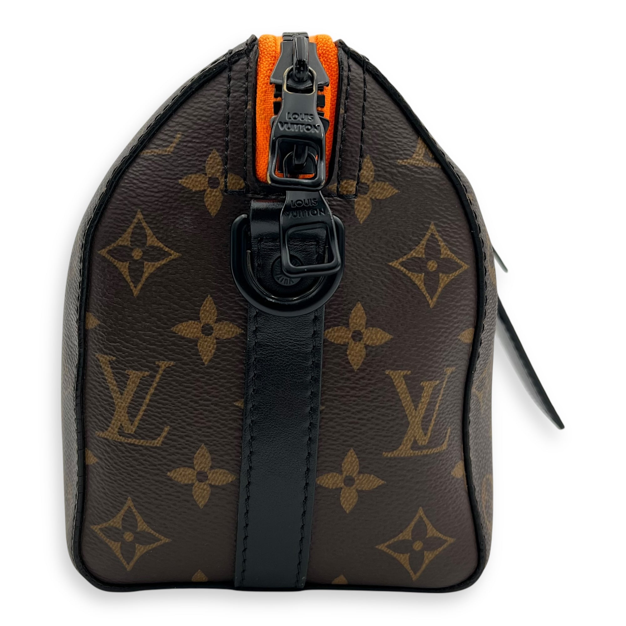 Keepall Virgil Abloh Top Handle Bag Brown in Monogram Coated Canvas, Gold hardware - Image 4