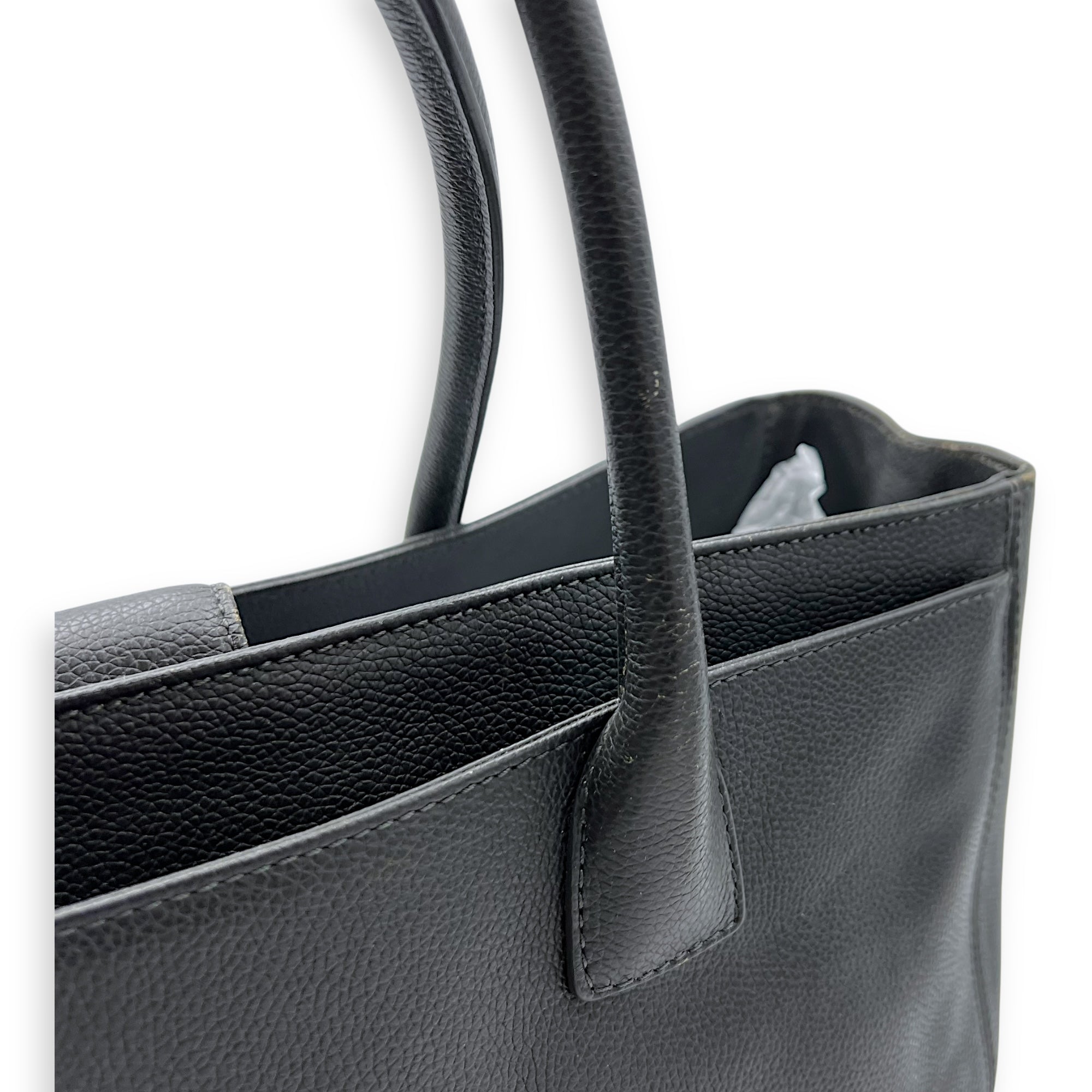 Executive Perf Top Handle Bag Grey in Calfskin, Silver hardware - Image 18