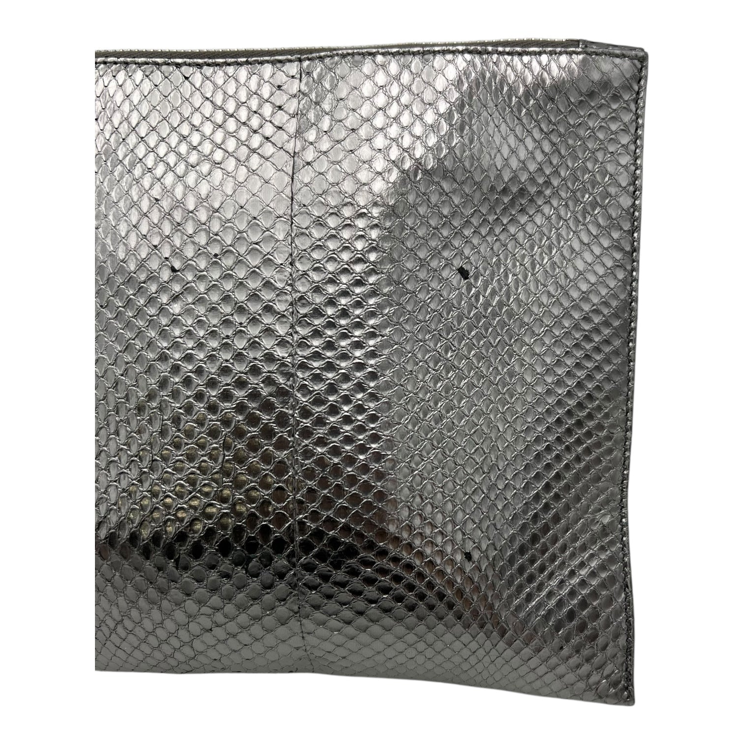 Push Lock Clip Silver Clutch in Python Embossed Calfskin, Silver hardware - Image 10