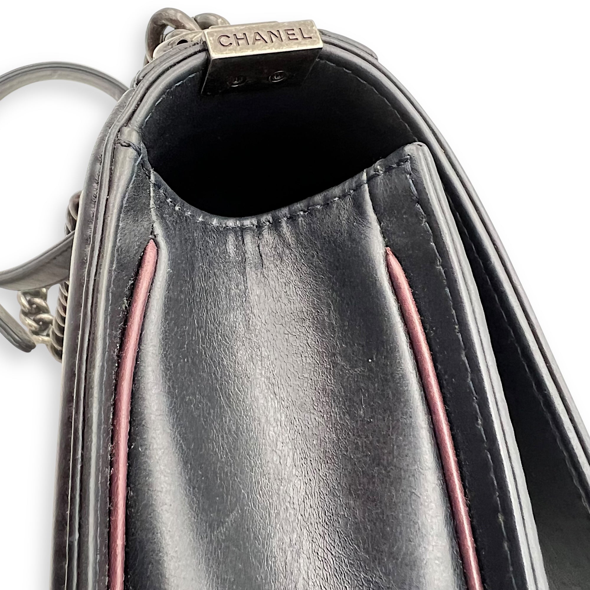 Boy Medium Blue Shoulder Bag in Lambskin, Ruthenium hardware - Image 18