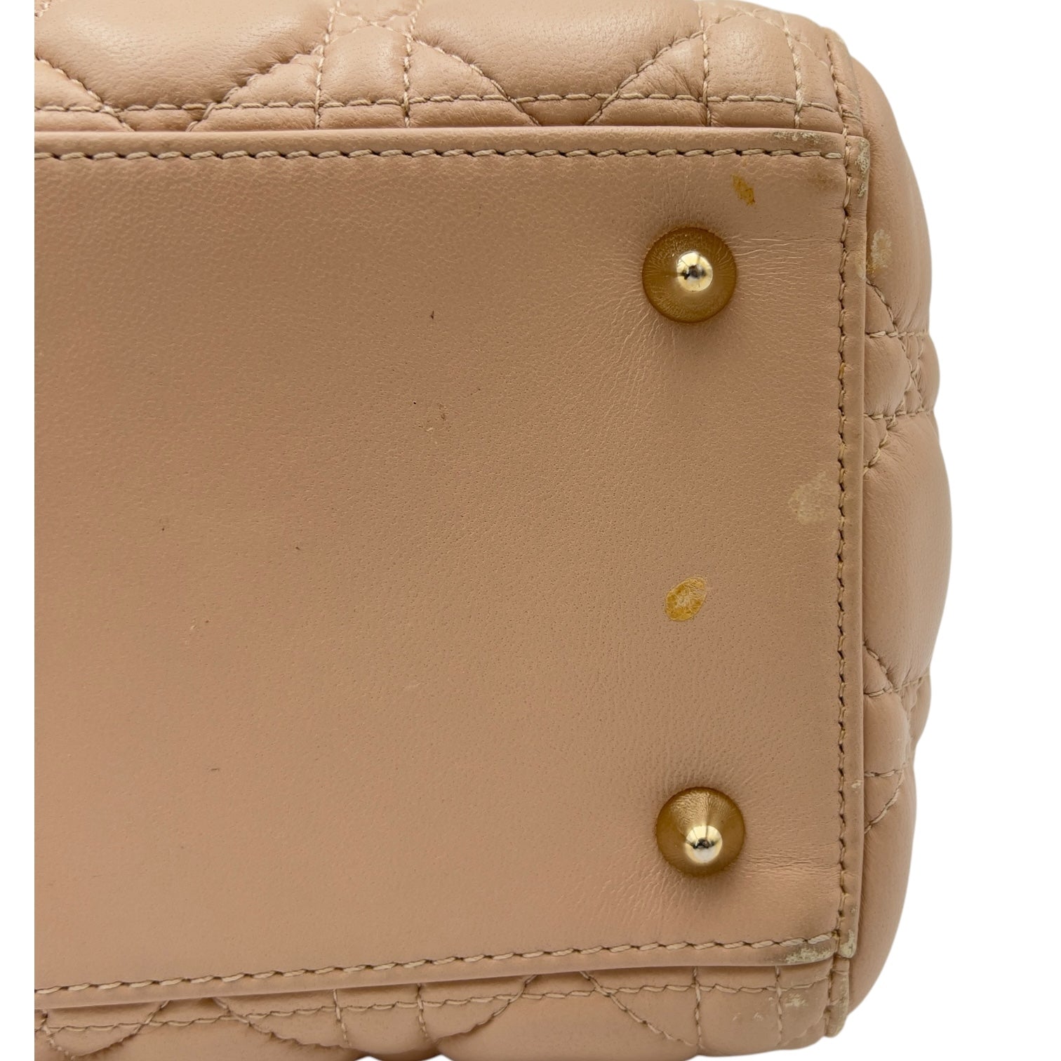 Lady Dior Top Handle Bag Beige in Lambskin, Gold hardware - Image 8