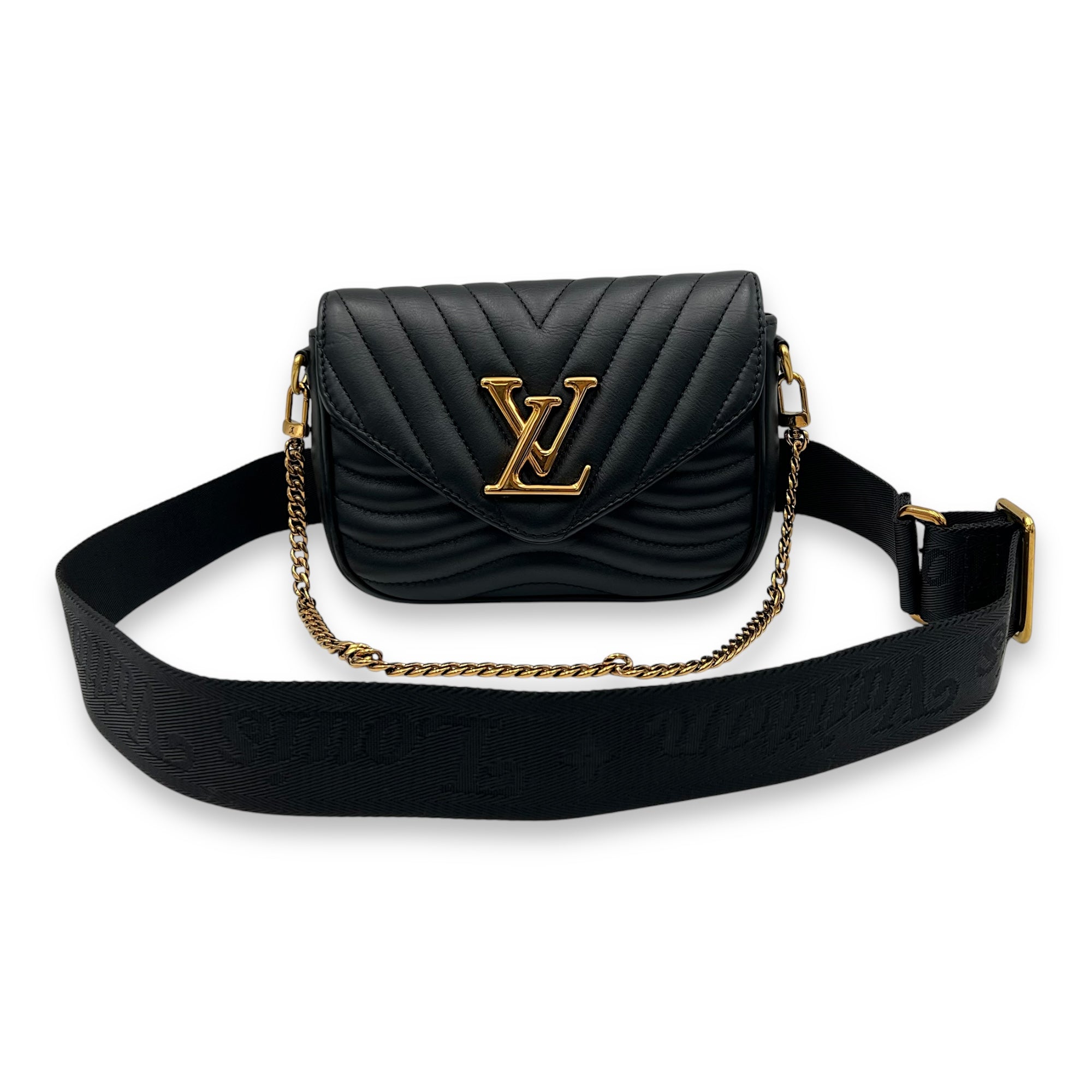 New Wave Multi Pochette Black Shoulder Bag in Calfskin, Gold hardware - Image 11