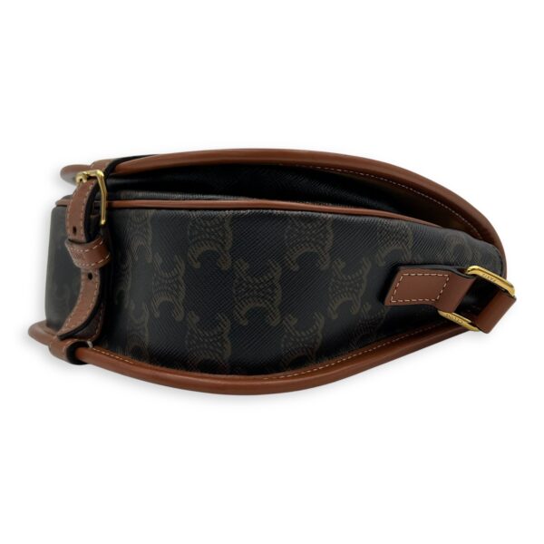 Folco Crossbody Bag Brown in Coated Canvas, Gold hardware - Image 9