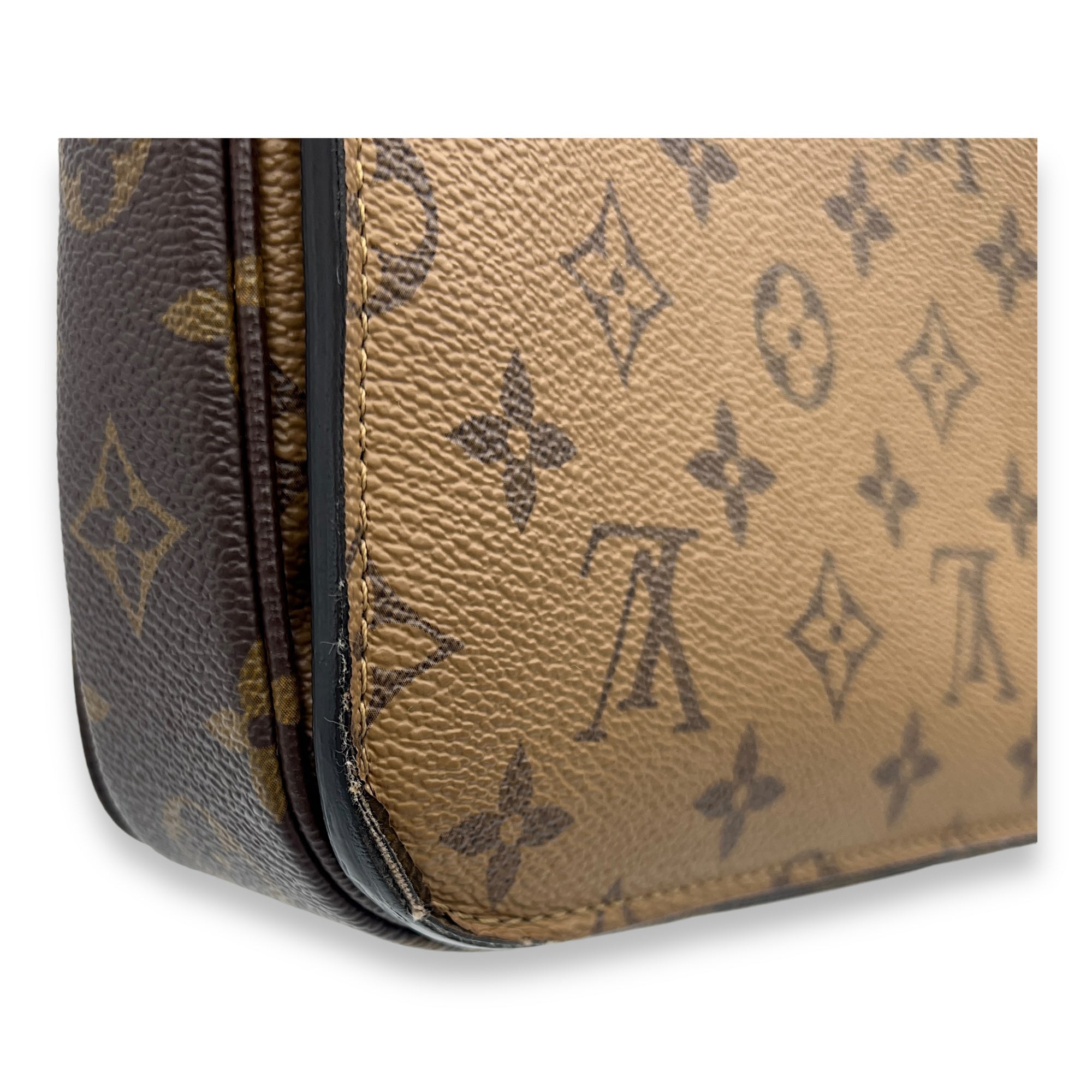 Pochette Metis Brown Top Handle Bag in Monogram Coated Canvas, Gold hardware - Image 8