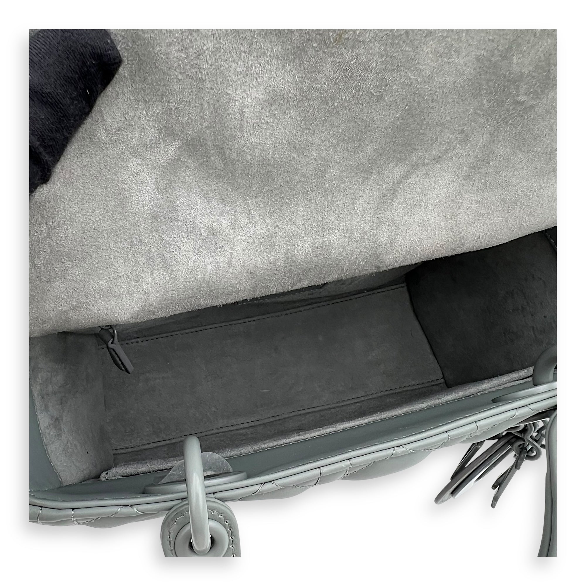 Lady Dior Medium Grey Top Handle Bag in Lambskin, Ultramatte hardware - Image 7