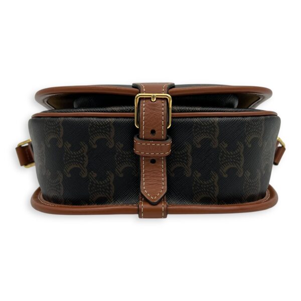 Folco Crossbody Bag Brown in Coated Canvas, Gold hardware - Image 6