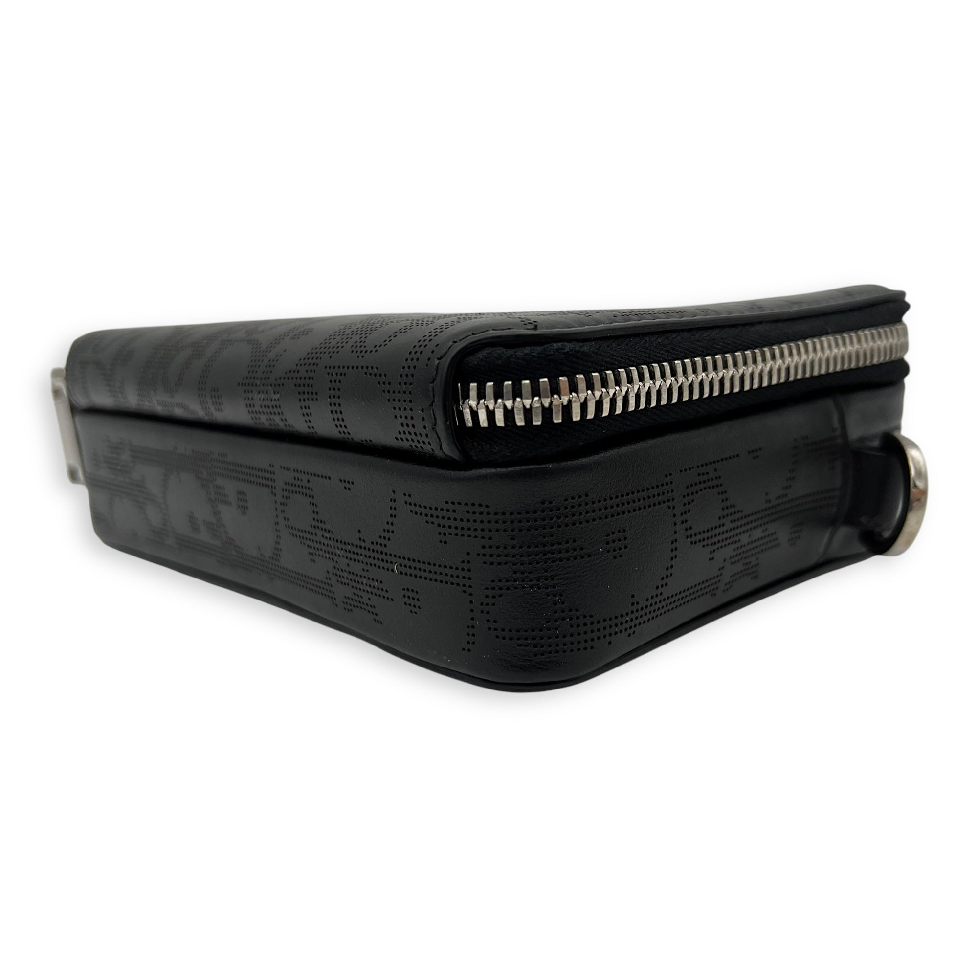 Double Zip Small Black Galaxy Leather Crossbody Bag in Calfskin, Silver hardware - Image 10