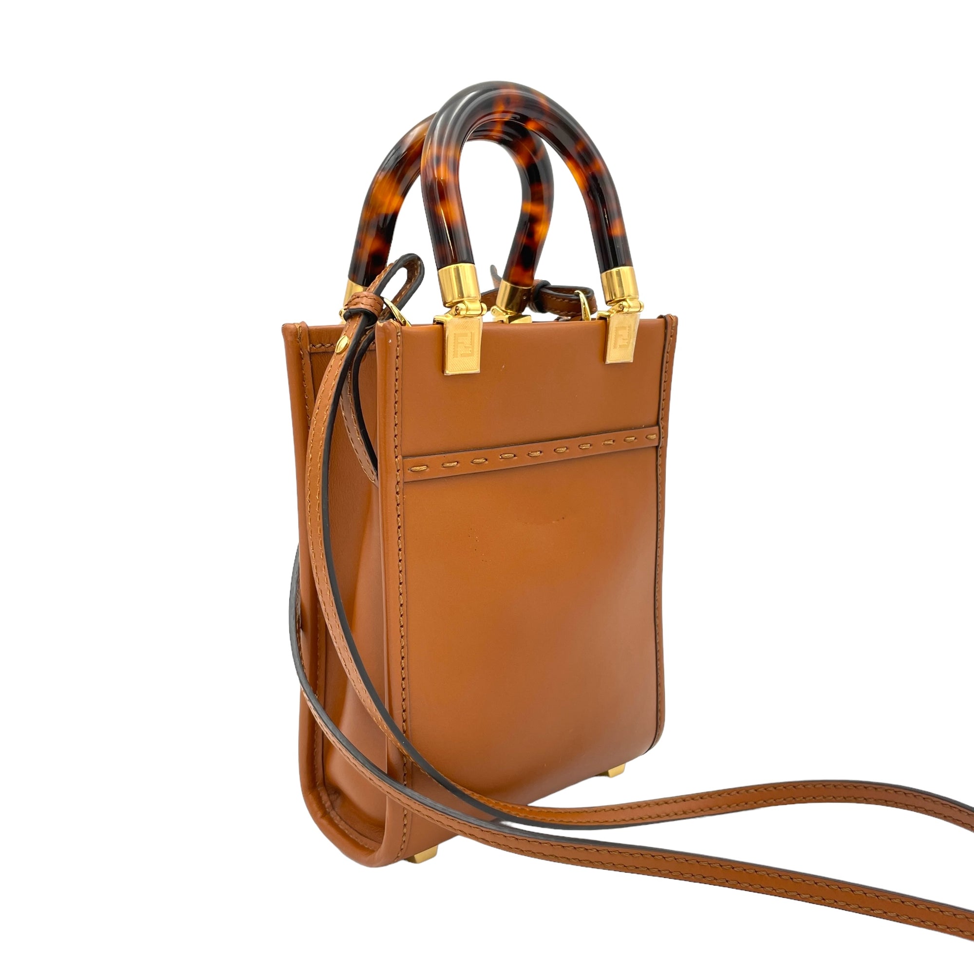Sunshine Shopper Mini Brown Top Handle Bag in Calfskin, Gold hardware - Image 5