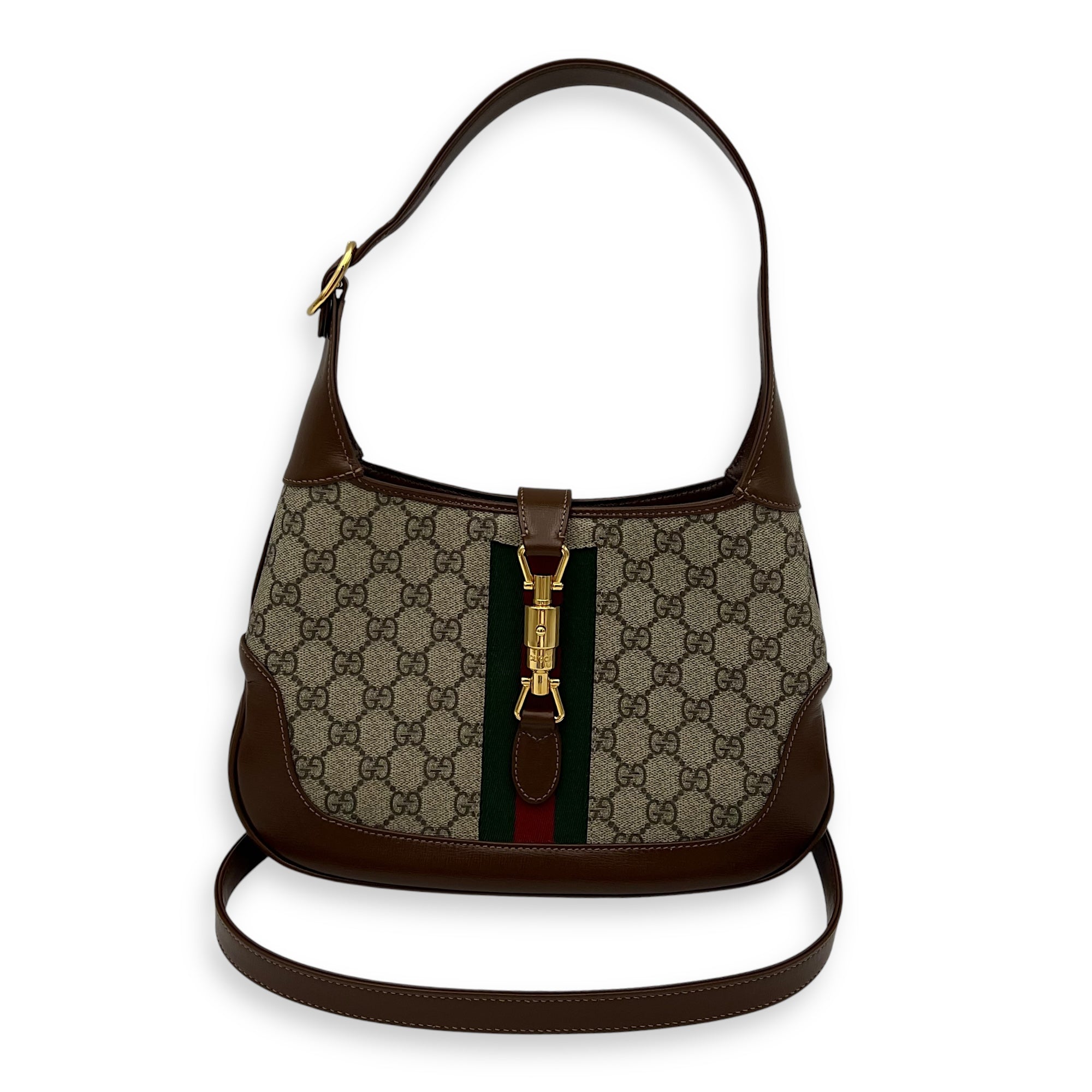 Jackie 1961 Shoulder Bag Brown in Coated Canvas, Gold hardware - Image 9