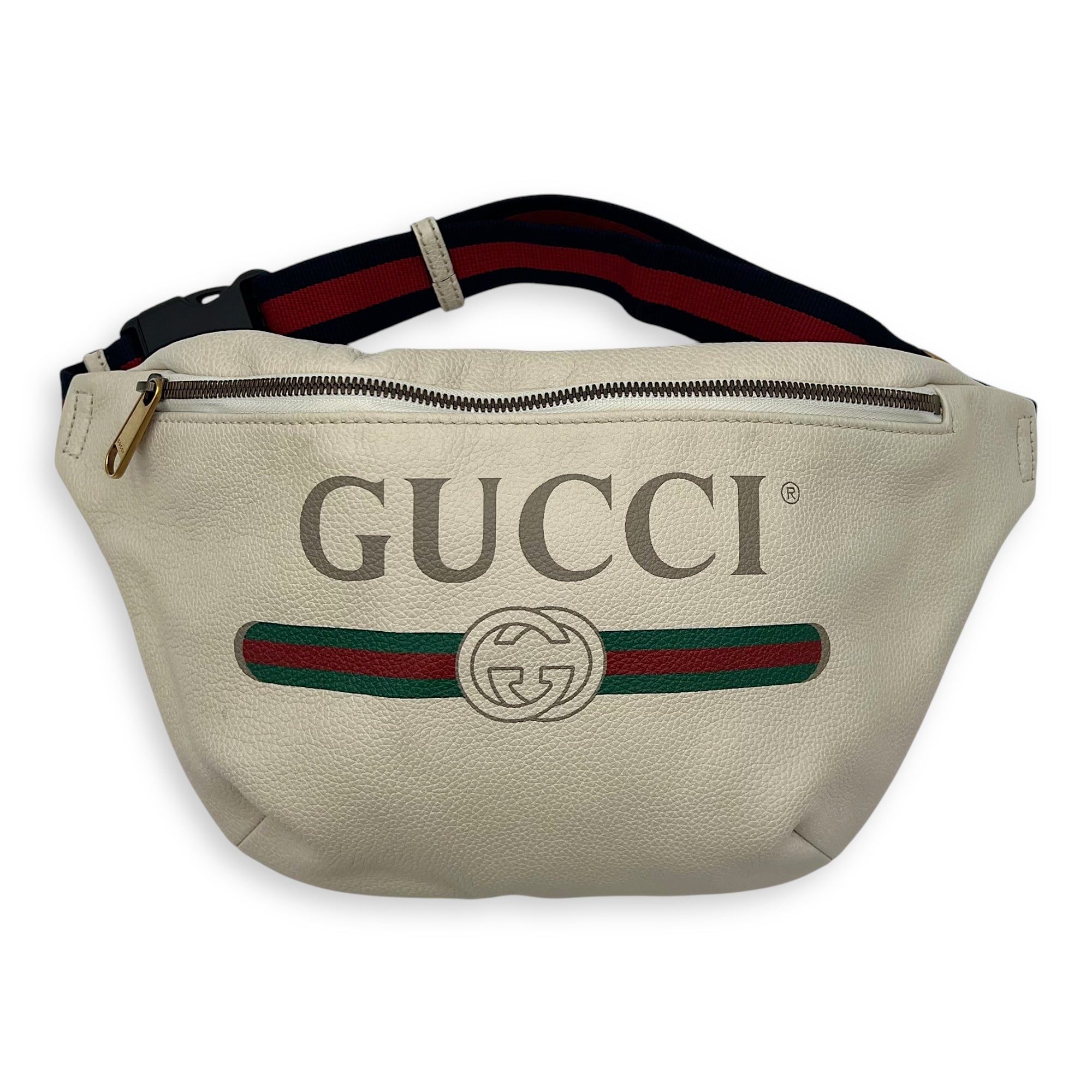 Logo Belt Bag White in Calfskin, Gold hardware - Image 7