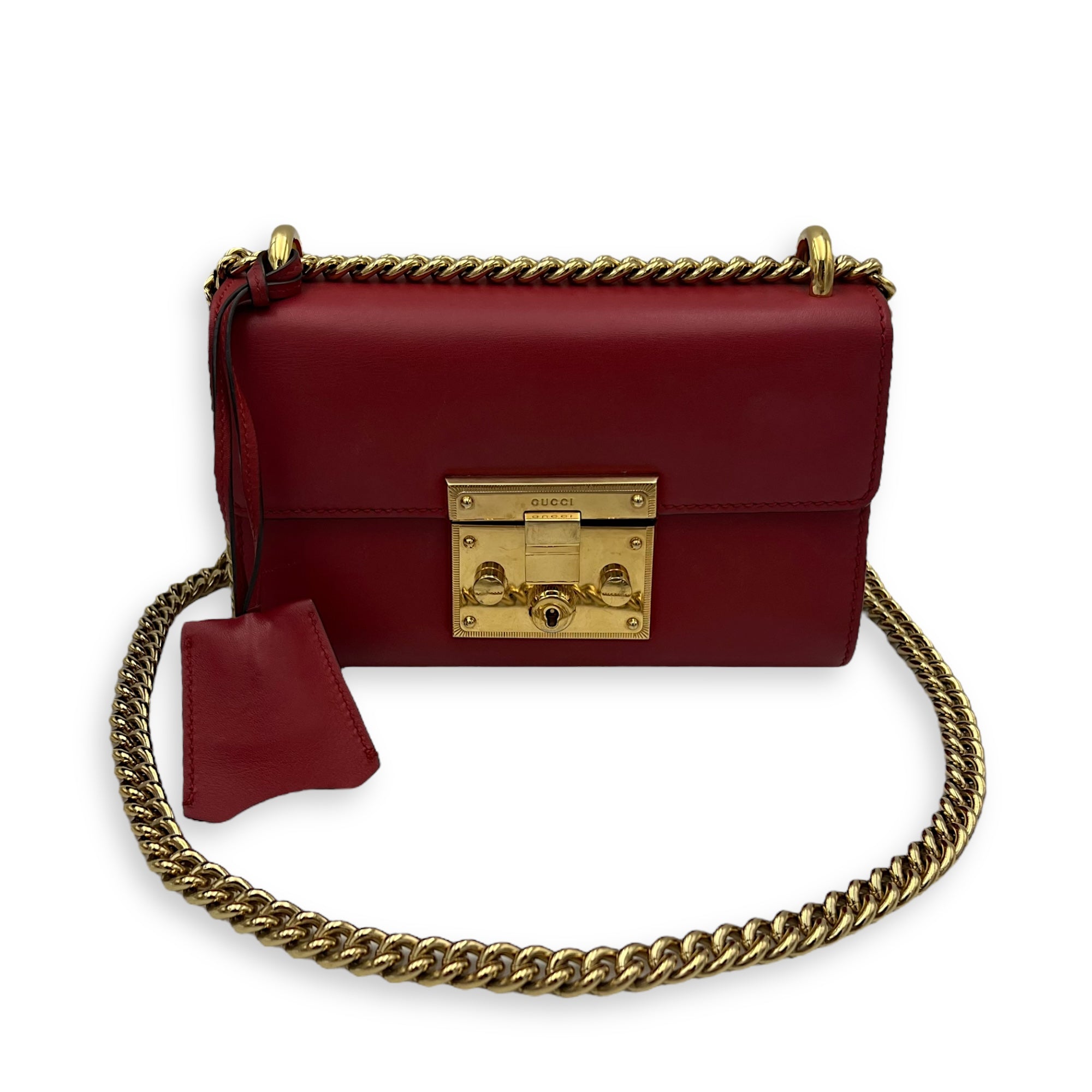 Padlock Shoulder Bag Red in Calfskin, Gold hardware - Image 15