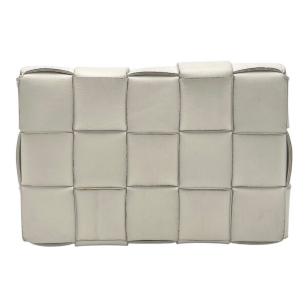 Cassette Crossbody Bag White in Calfskin, Silver hardware - Image 3