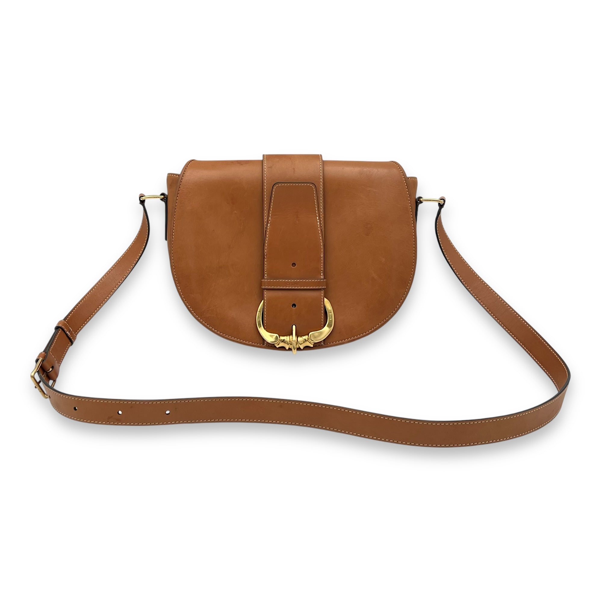 Camarat Crossbody Bag Brown in Calfskin, Gold hardware - Image 10