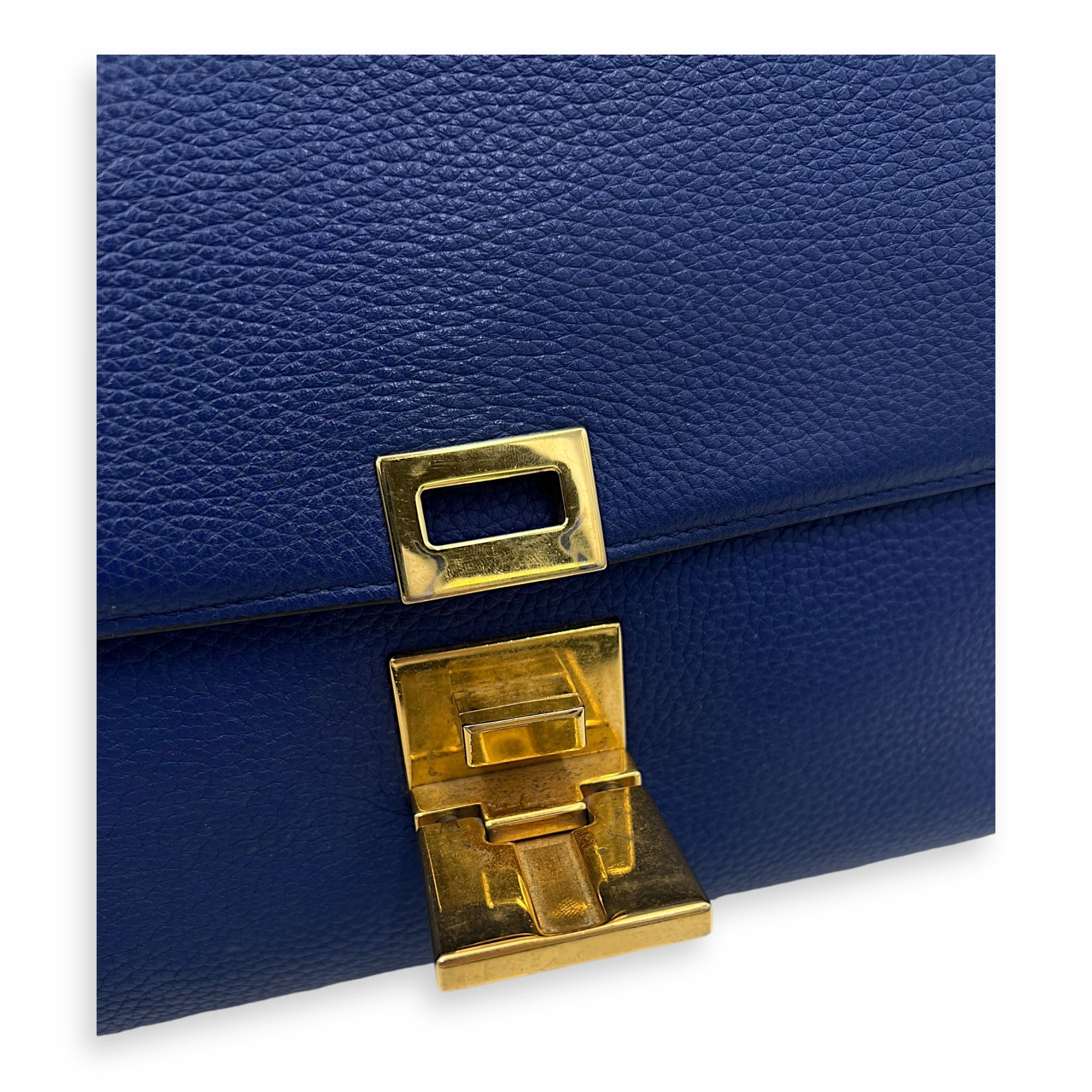 Trapeze Small Blue Shoulder Bag in Calfskin, Gold hardware - Image 10