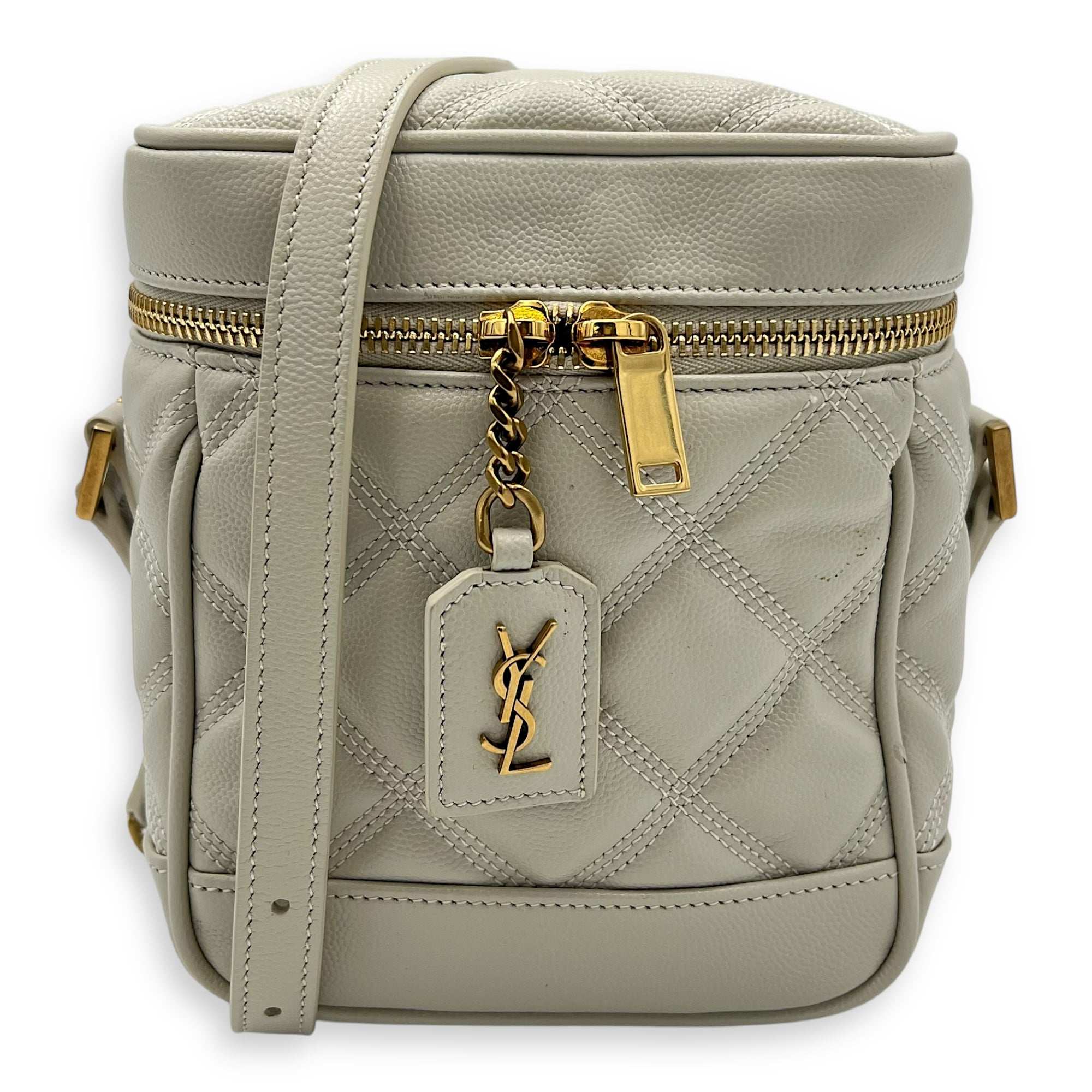 Quilted 80's Vanity Bag White in Calfskin, Gold hardware