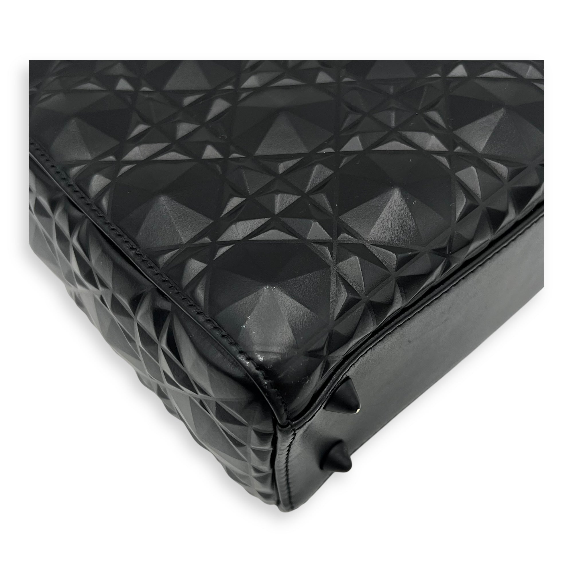 Lady Dior Small Black Top Handle Bag in Calfskin, Ultramatte hardware - Image 10