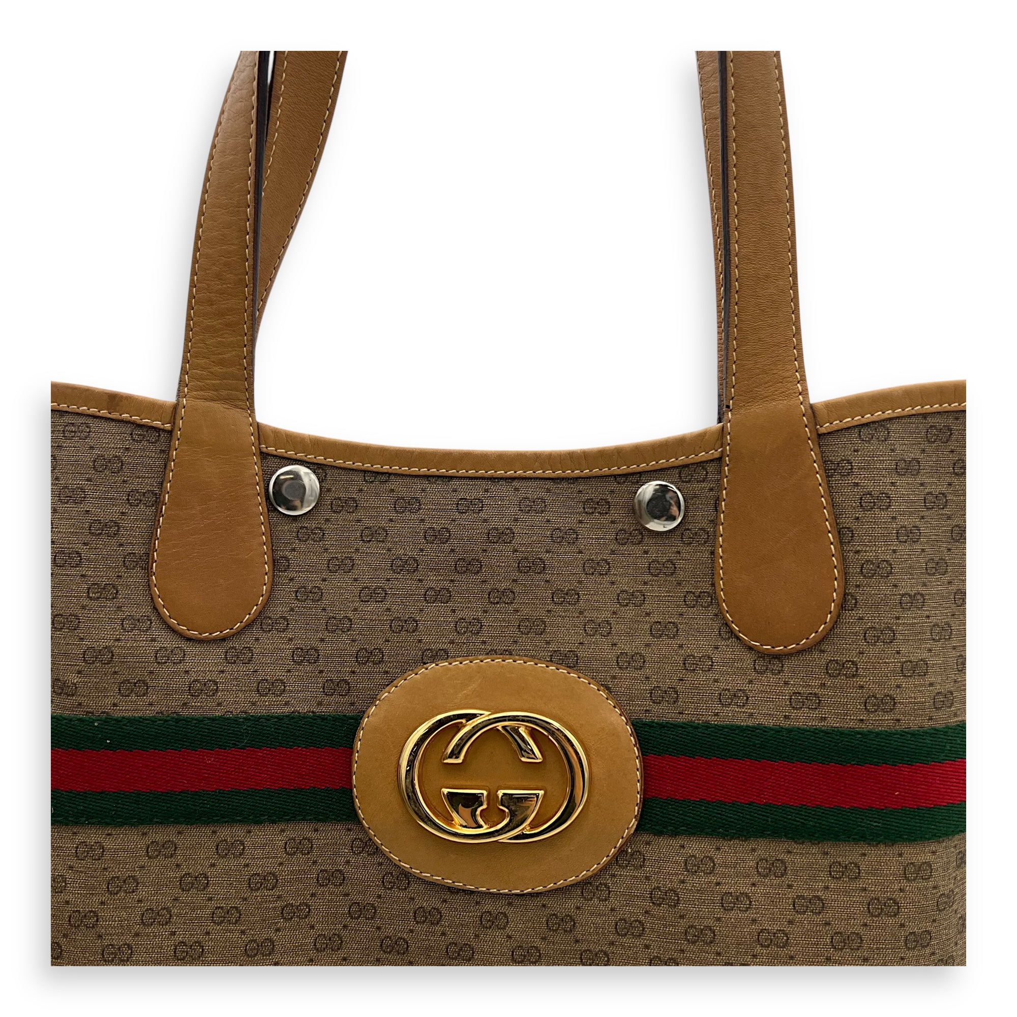 GG Tote Bag Brown in Coated Canvas, Gold hardware - Image 9