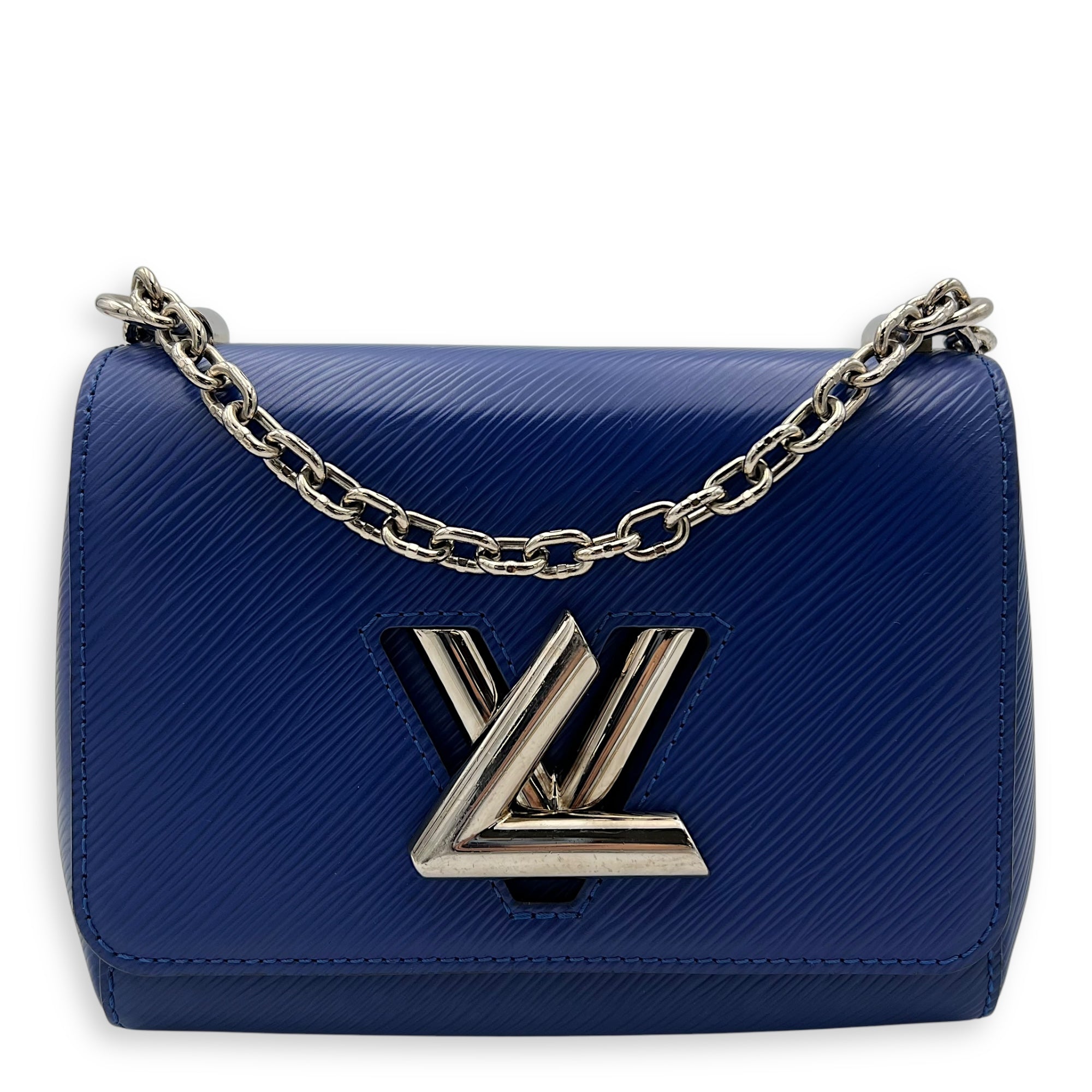 Twist PM Blue Shoulder Bag in Epi Leather, Gold hardware