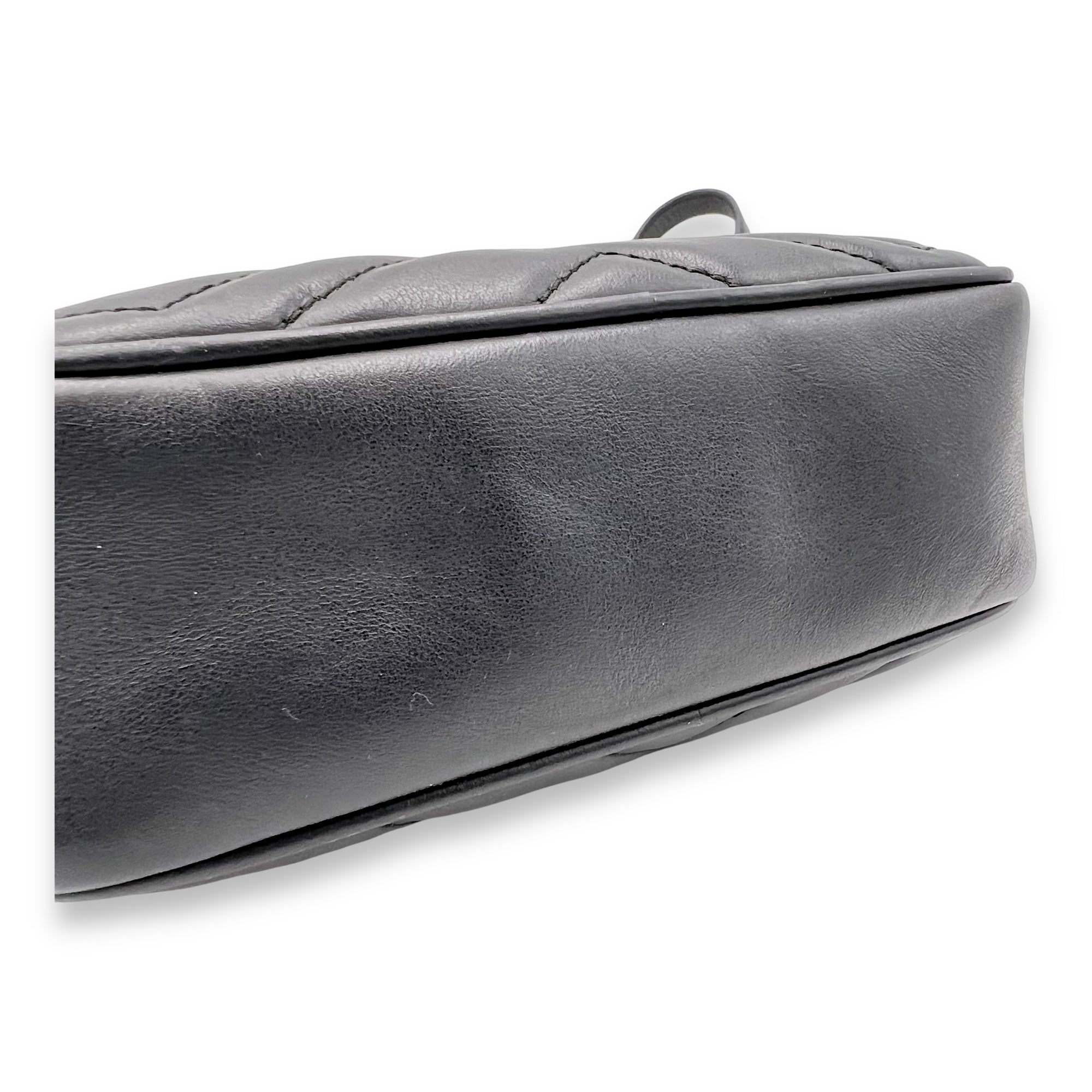 GG Marmont Crossbody Bag Mini Black in Calfskin, Gold hardware - Image 8