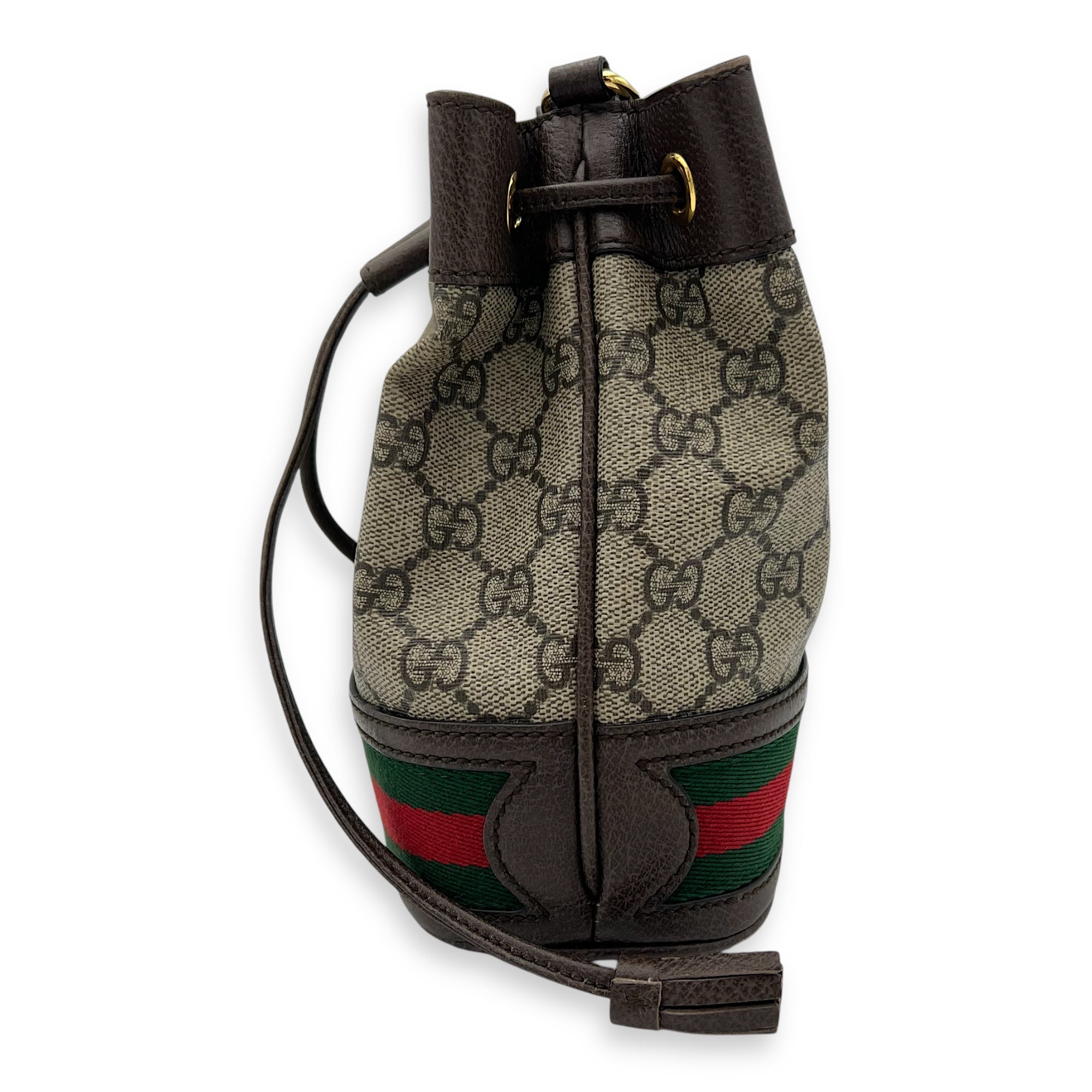 Ophidia Brown Bucket Bag in Monogram Coated Canvas, Gold hardware - Image 5