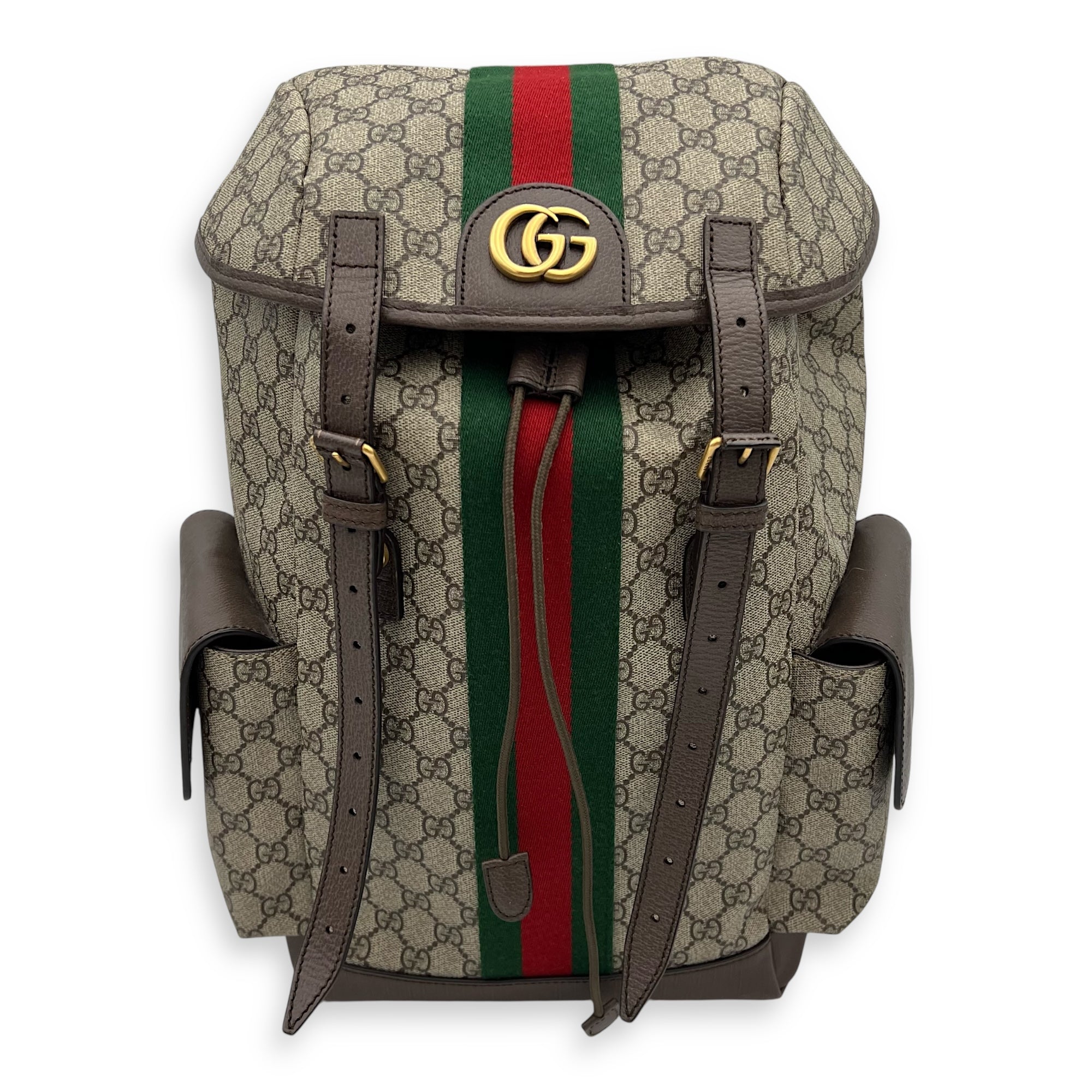 Ophidia Backpack Brown in Monogram Coated Canvas, Gold hardware