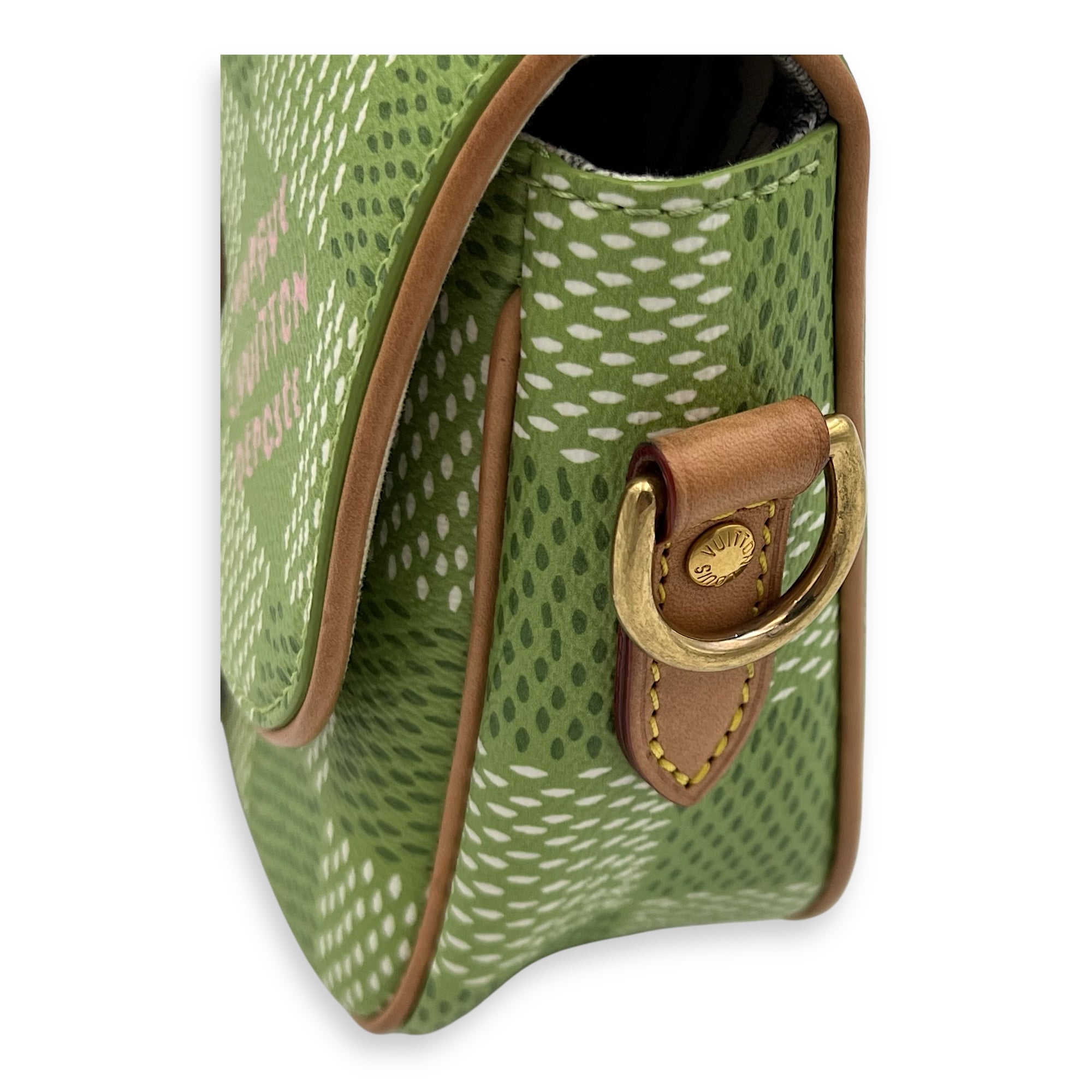 Montsouris Crossbody Bag Green in Coated Canvas, Gold hardware - Image 7
