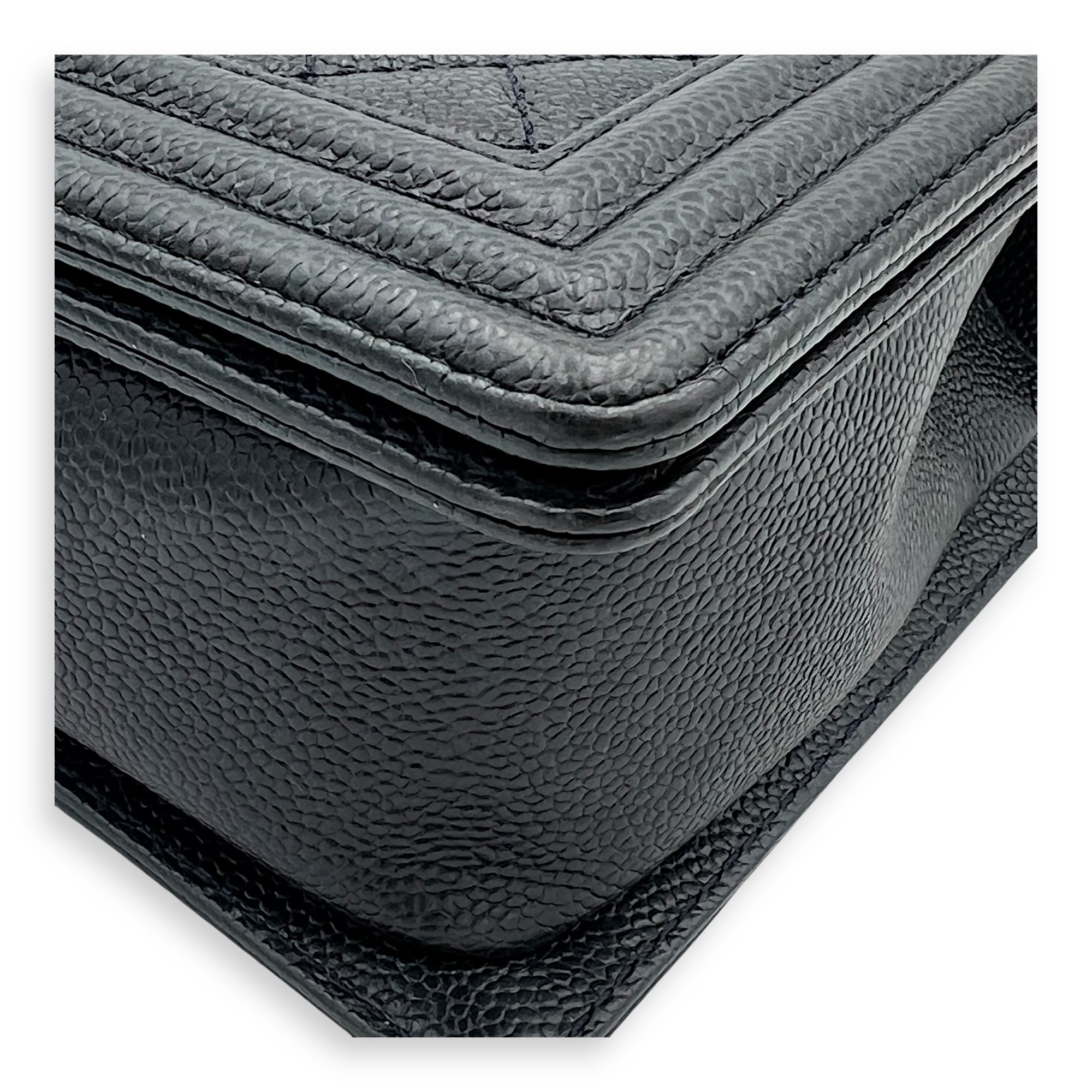 Boy Shoulder Bag Medium Blue in Caviar Leather, Gold hardware - Image 8