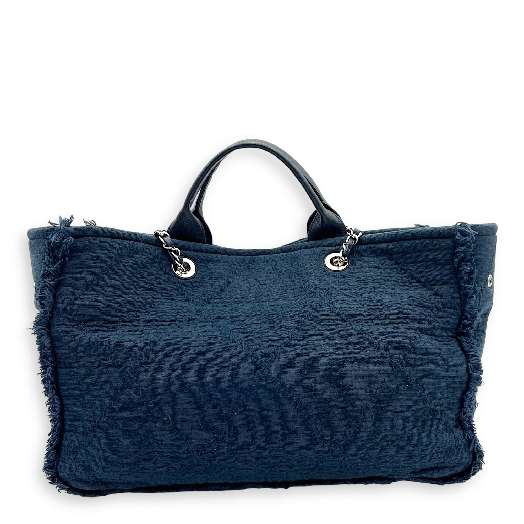 Deauville Tote Bag Blue in Fabric, Silver hardware - Image 3